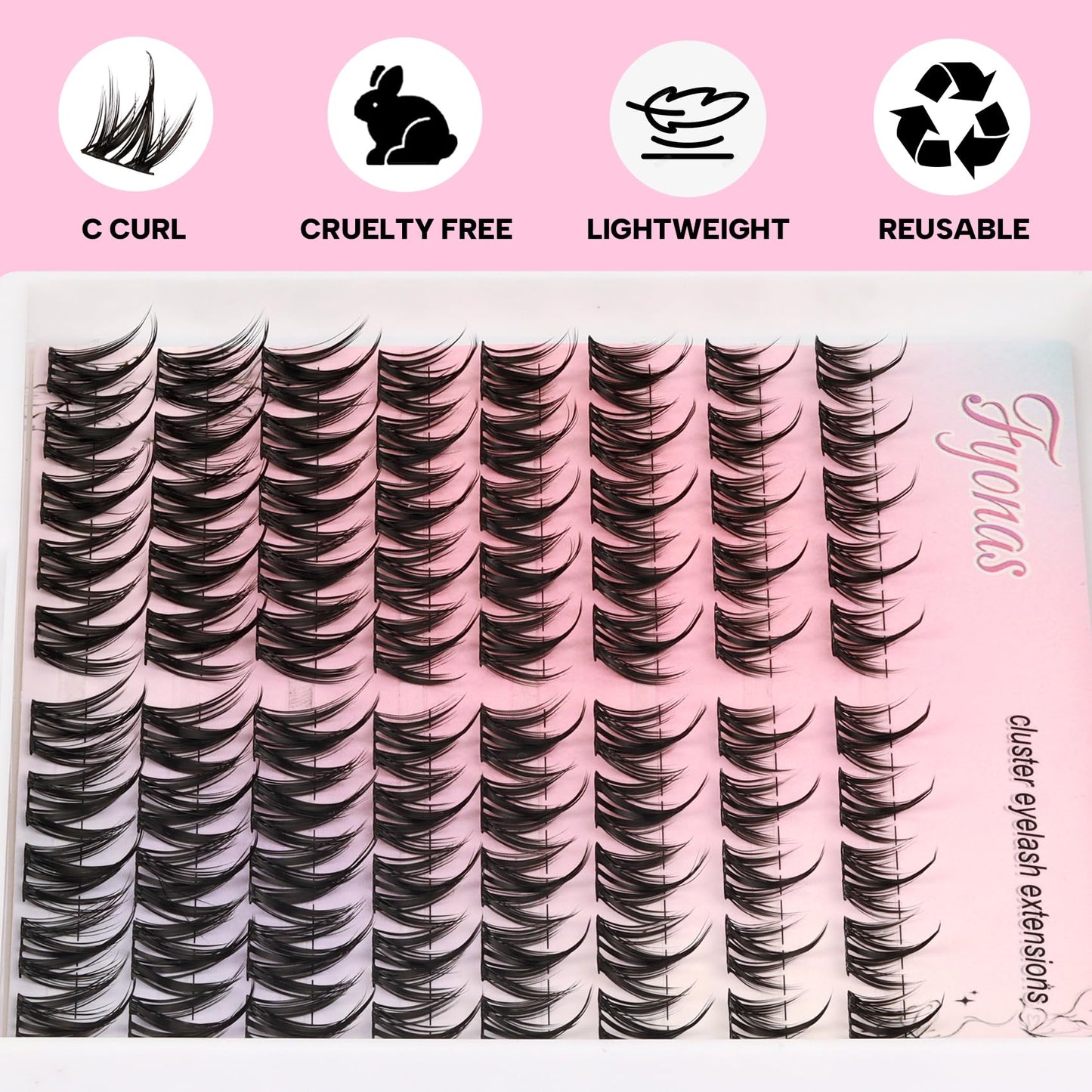 Fyonas Manga Lash Clusters Kit Natural Eyelash Clusters Spiky Lash Extension Kit 80Pcs Anime Cluster Eyelash Extensions with White Lash Glue Waterproof and Tweezers DIY at Home (Cutey Kit-B)
