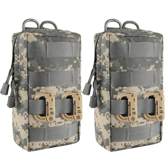 FRTKK 2 Pack Molle Pouches - Tactical Compact Water-Resistant EDC Pouch Small Utility Pouch Bags (Patch Included) (2 Pack-ACU 3)