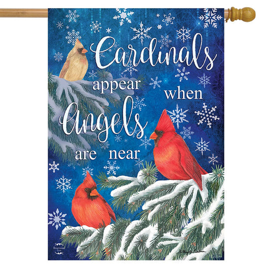 Cardinals Appear Winter House Flag 40" x 28" Briarwood Lane