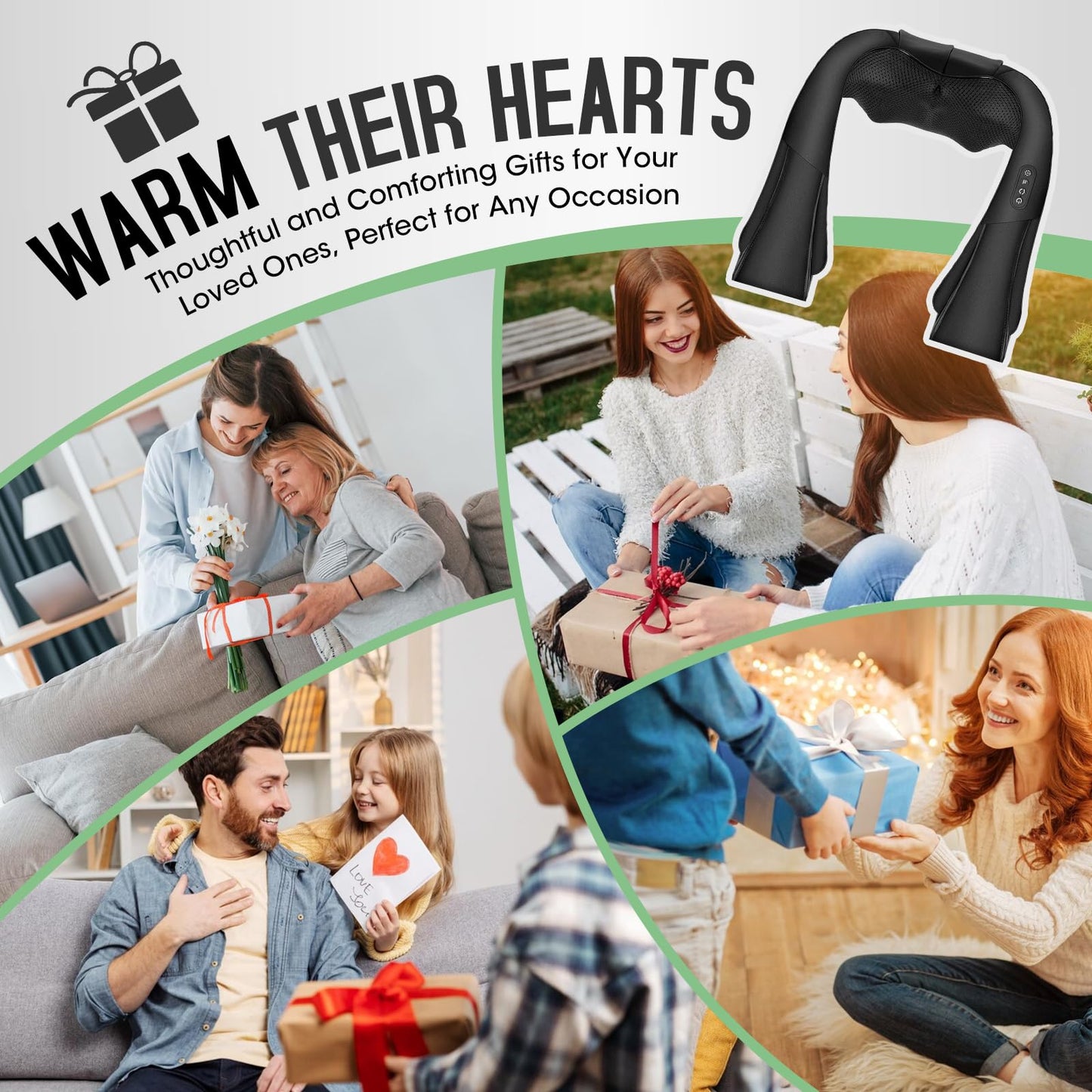 Cordless Shiatsu Neck and Shoulder Massager, Back Massager with Heat ,Massage Deeper Tissue 4D Kneading Massage for Shoulder, Neck and Back, Use at Home, Office, Car - Gifts for Fathers Day Dad Gift