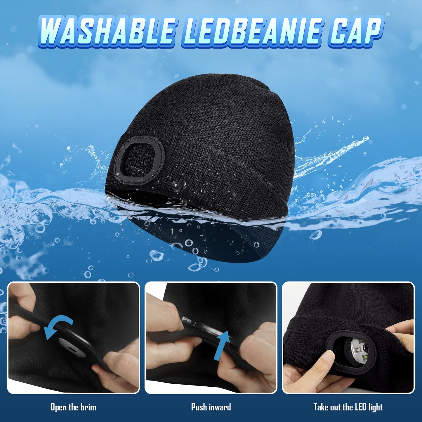 Stocking Stuffers for Adults Men Him, Led Beanie Hats for Men, Gifts for Men Dad Him, White Elephant Gifts for Adults, Mens Gifts for Christmas, Who Want Nothing, Cool Gadgets Stuff Tools for Men