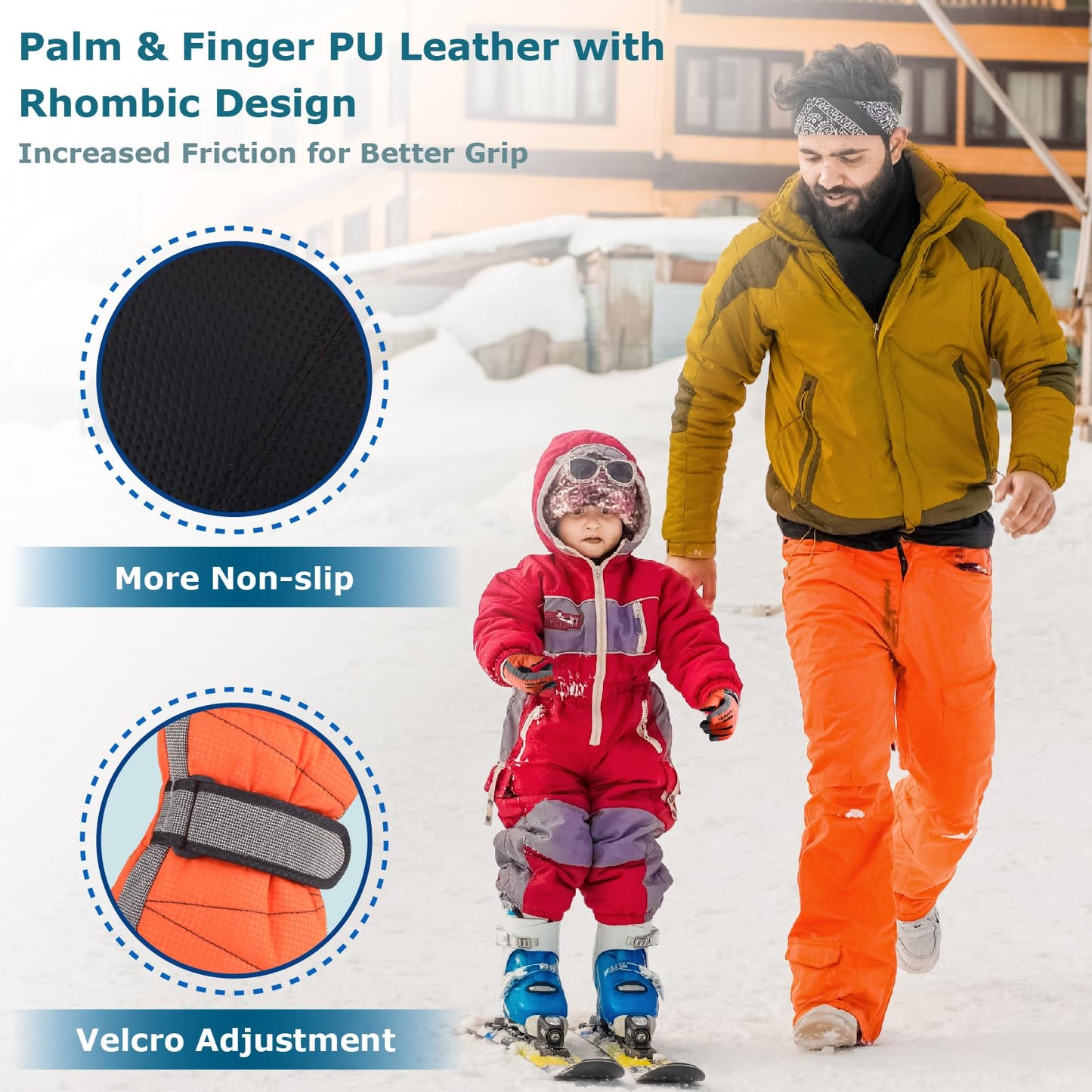 YAPJEB Kids Winter Gloves, Snow Warm Gloves, Waterproof Ski Gloves for Boys and Girls Skating Snowboarding Hiking(Black-S)