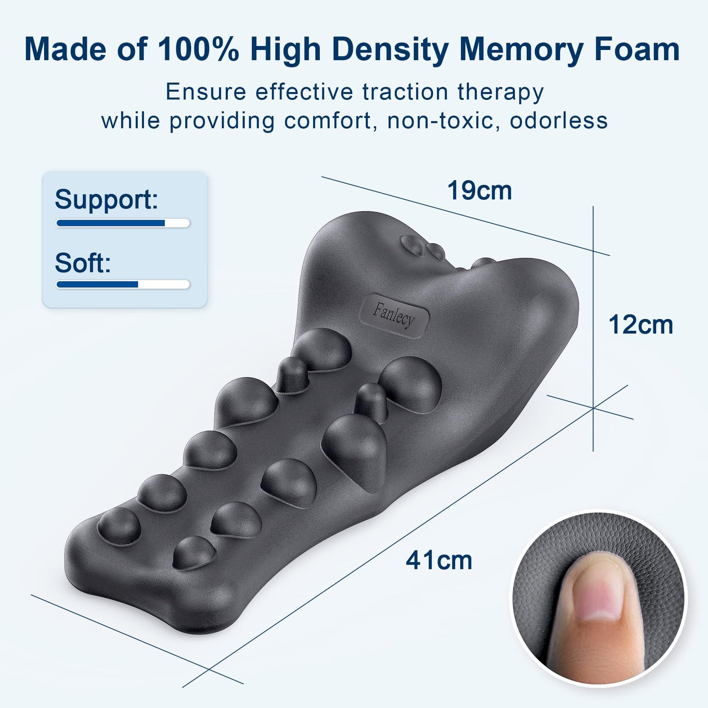 Neck and Shoulder Relaxer with Upper Back Massage Point, Cervical Traction Device Neck Stretcher for TMJ Pain Relief and Cervical Spine Alignment Chiropractic Pillow (Grey)