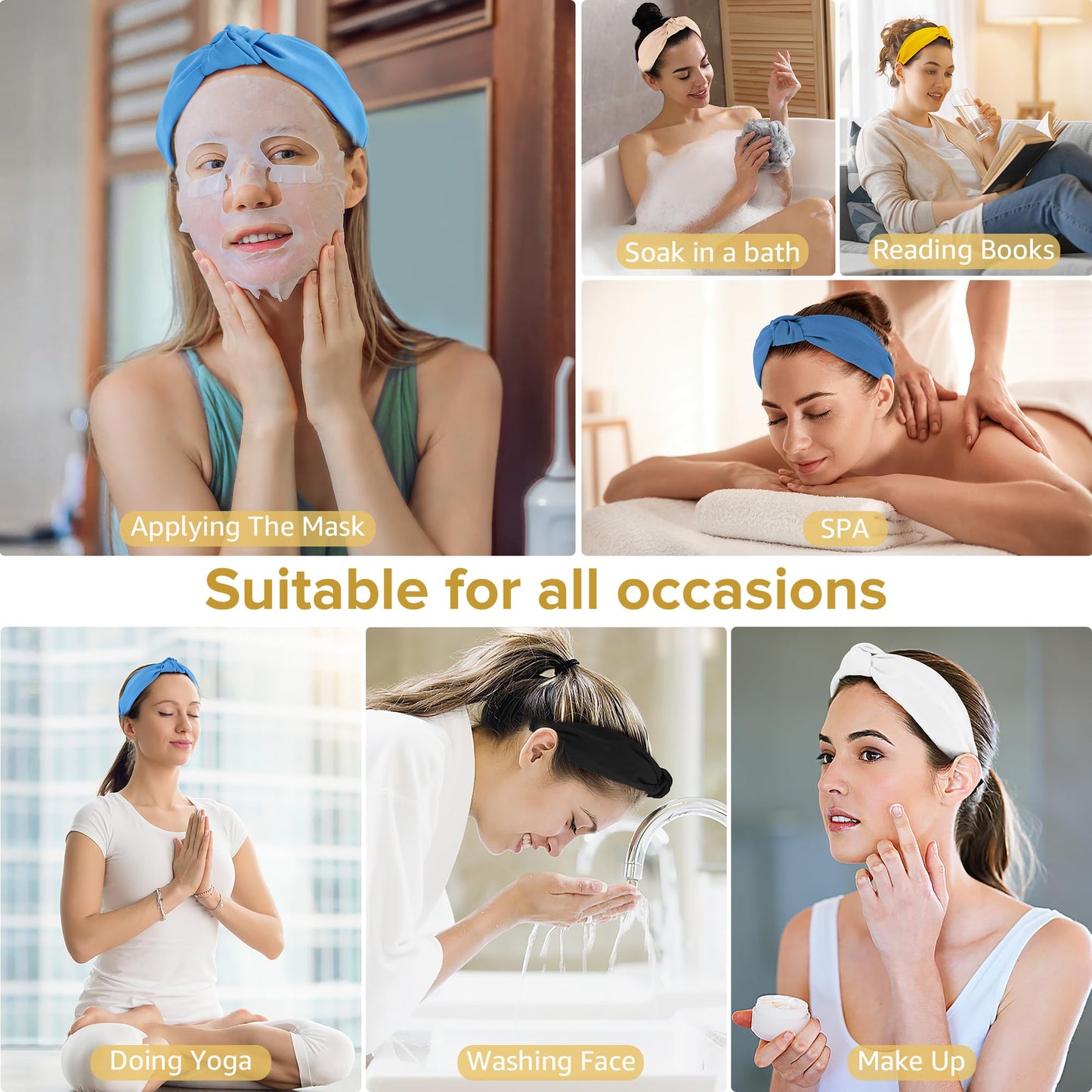 DiyJibb Headbands for Women Girls - 6PCS Stylish Top Knotted Headbands - Knotted Headband for Women - Head Bands Wide Hairband Hair Accessories