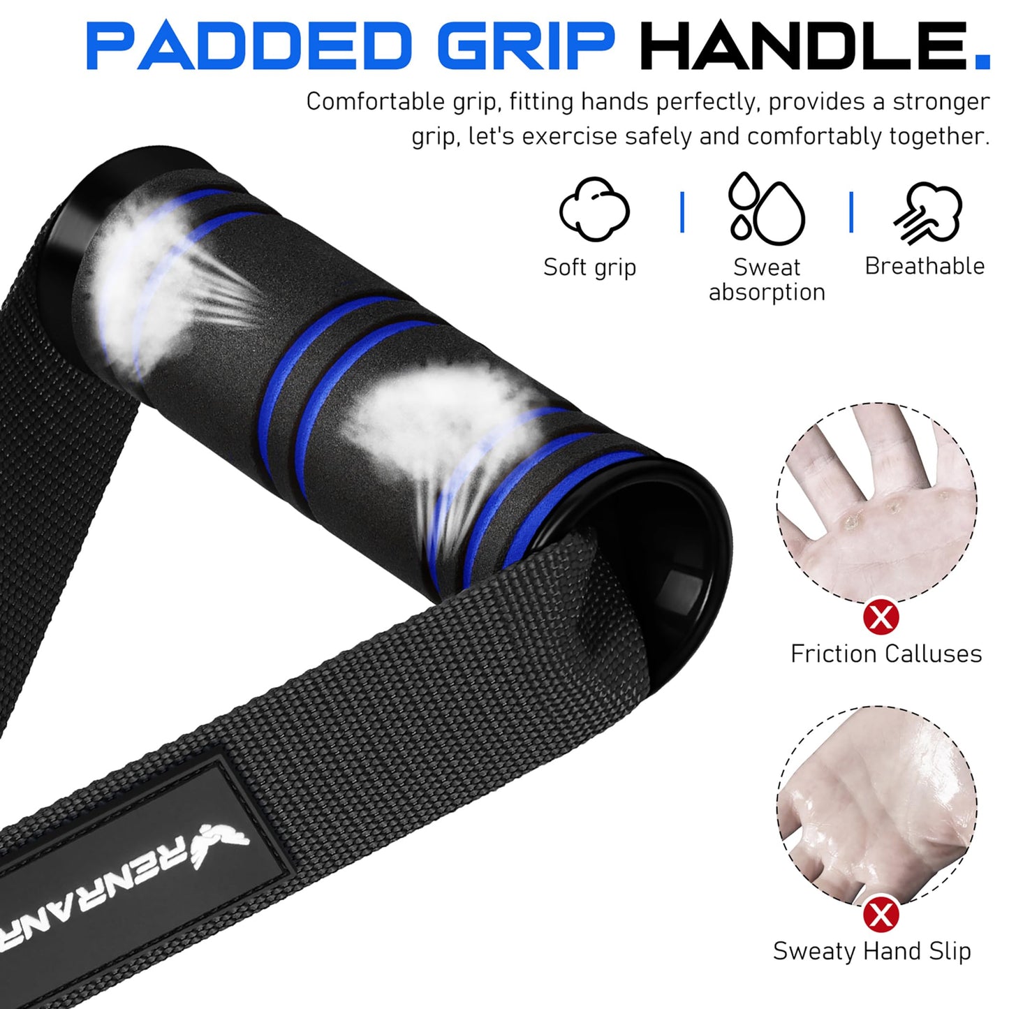 RENRANRING Gym Exercise Handles, Replacement Handle Attachments for Cable Machine Pulleys, Resistance Band and Strength Trainer, Pull Down Workout Accessories, Home Gym Add On Equipment