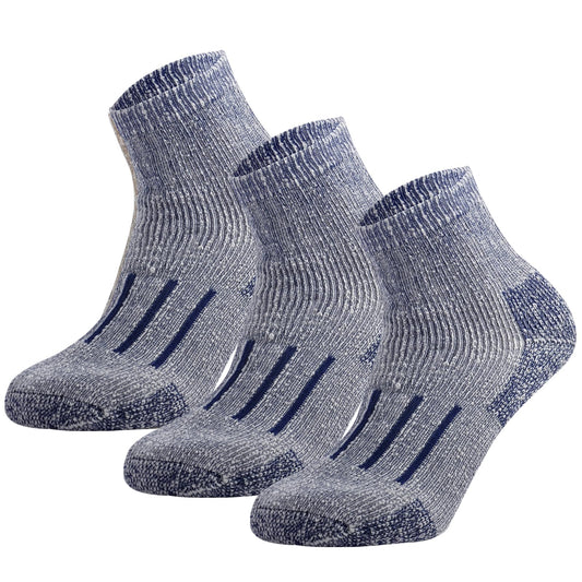 JORMATT Merino Wool Ankle Hiking Socks Men Outdoor Women Low Cut Camping Thermal Warm Cushioned Quarter Sock 3 Pairs, Mens Shoe Size 7-12