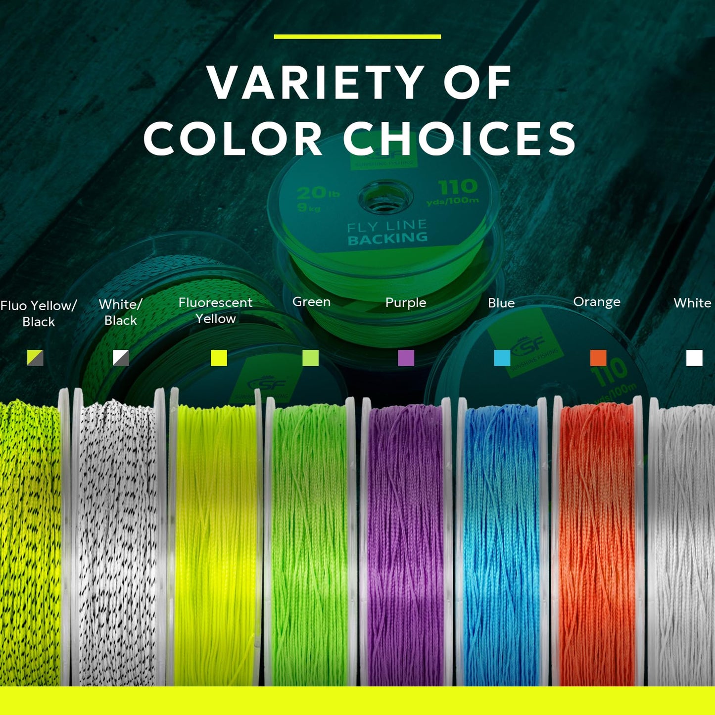 SF Fly Fishing Dacron Braided Backing Line Trout Line 20LB 100m/108yds White/Black