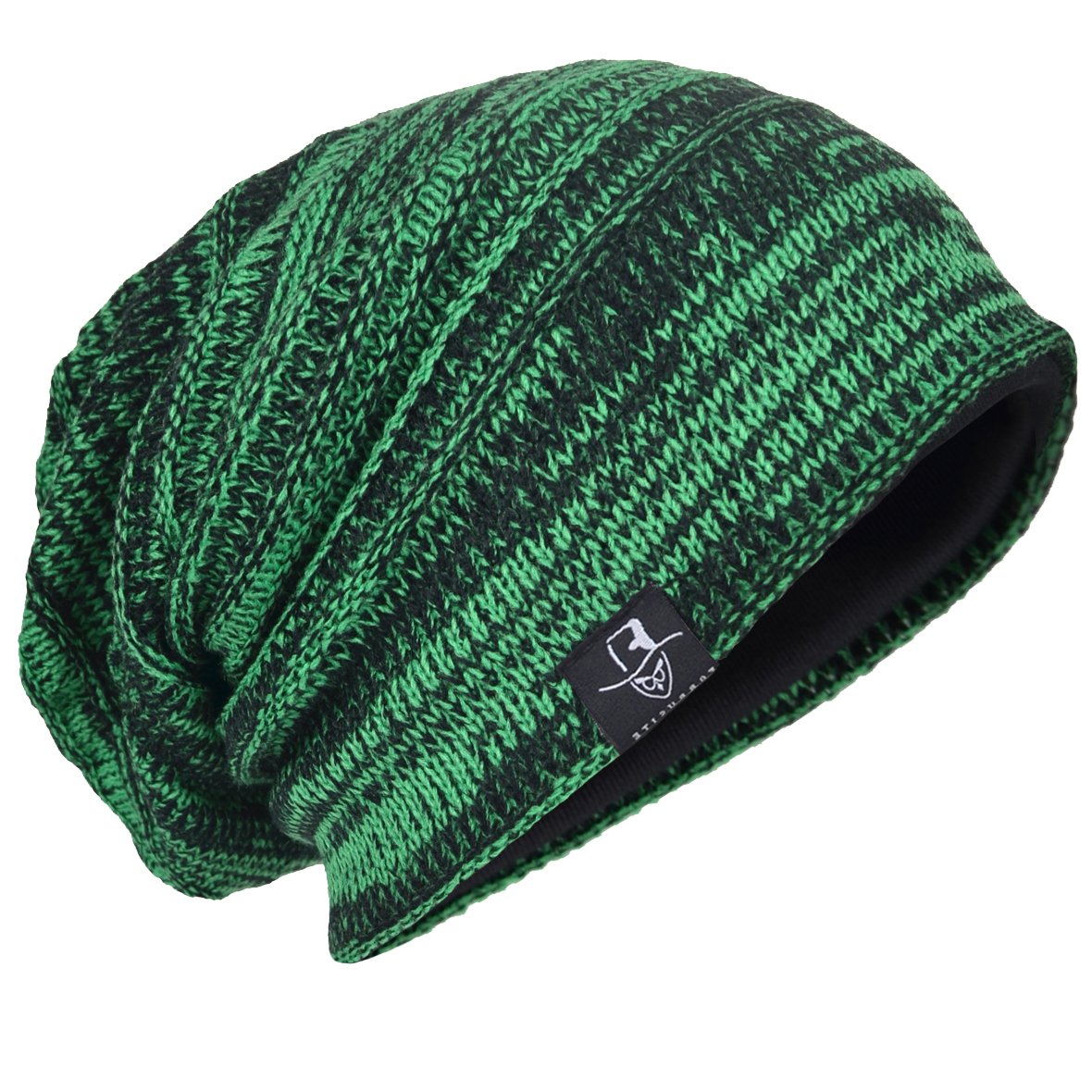 HISSHE Men Oversize Skull Slouch Beanie Large Skullcap Knit Hat (Green1)