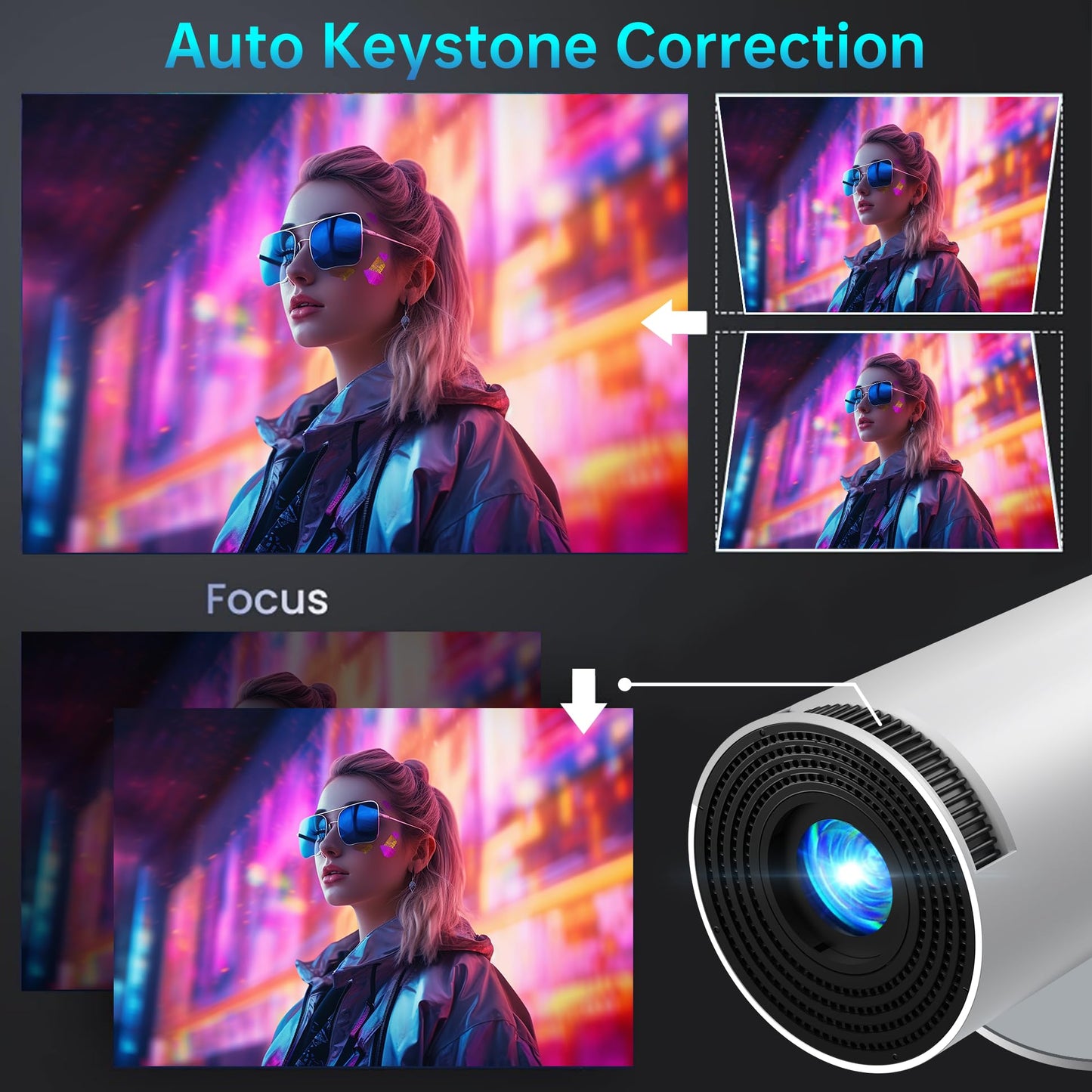 HY300 Android Mini Projector with WiFi and Bluetooth, 180° Flip Portable Home Movie Video Projector, 4K/1080P Support 5G Wireless Streaming for Phone, TV Stick, PC, XBOX, PS5, Smart Devices