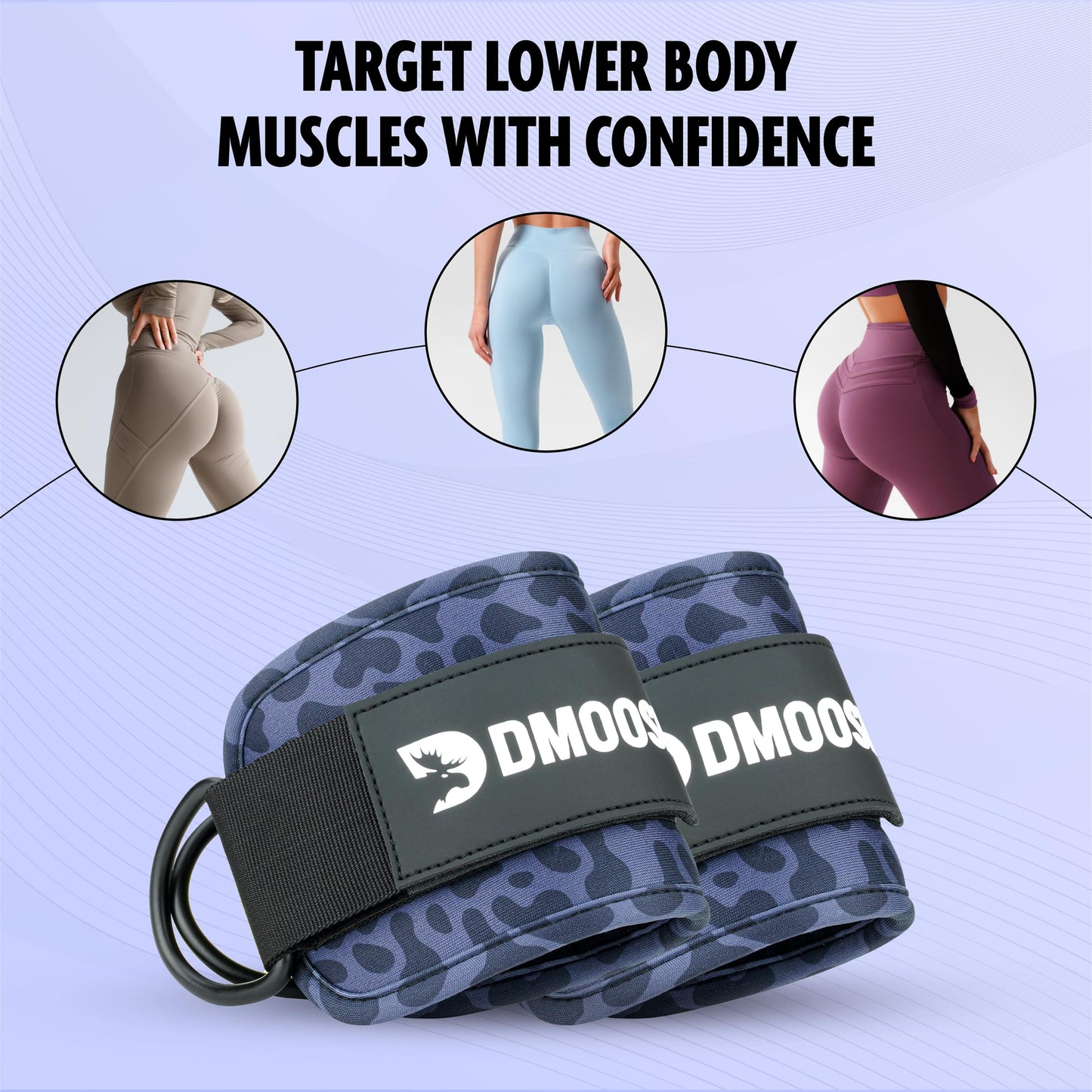 DMoose Ankle Strap for Cable Machine - One Size Fit with Premium Padding, Glute Kickback Ankle Strap, Ankle Cable Straps for Workout, Booty Workout, Leg Extension, Hip Abductors & Lower Body Exercises