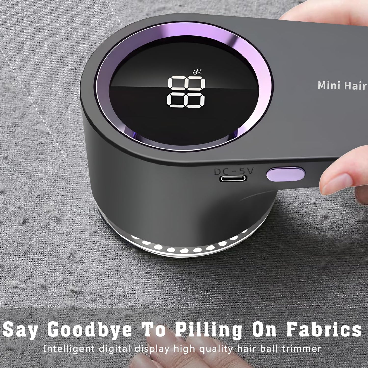 Intelligent Digital Display Lints Shaver, Rechargeable Fabric Shaver, Electric Lint Remover for Clothes, Pills Fuzzs Bobbles Trimmer, Depiller Effectively Remove Clothing Pills Lint Balls Fuzz(Gray)