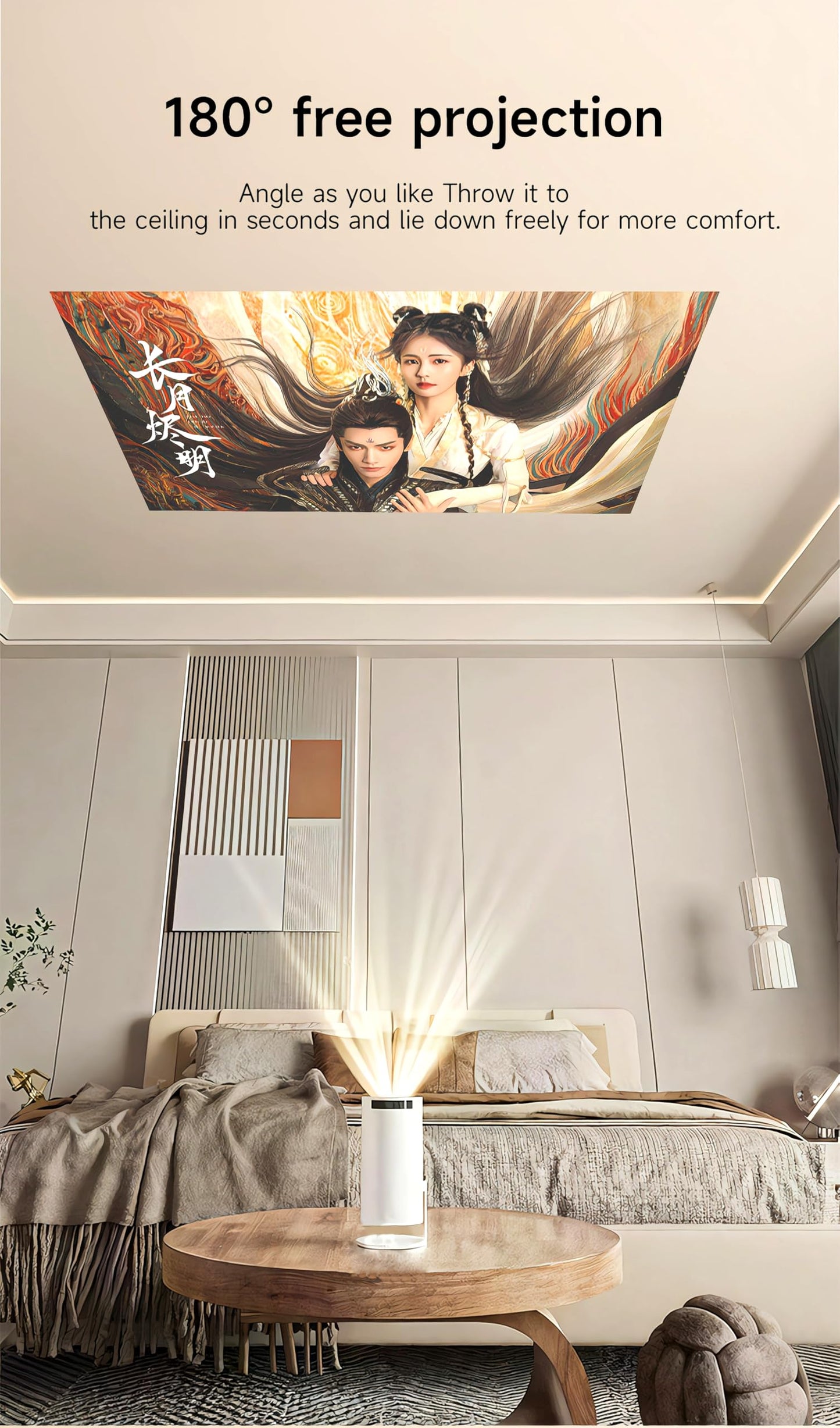 Mini Projector, 4K Decoding, 1080P Resolution, Compatible with Smartphones, Laptops, Tablets and Home Theater Devices, Equipped with Bluetooth 5.0 and Wi-Fi 6, Runs on Android 11.0 System