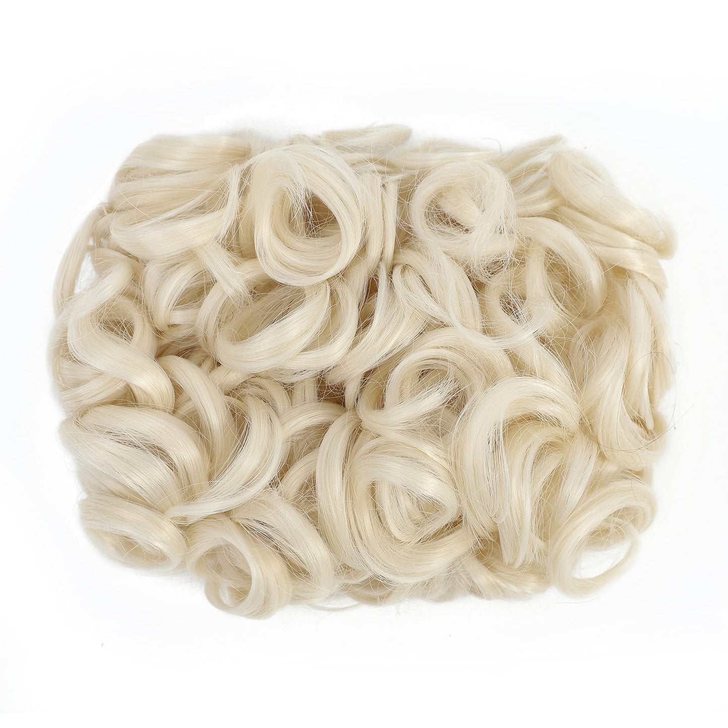 SWACC Short Messy Curly Dish Hair Bun Extension Easy Stretch hair Combs Clip in Ponytail Extension Scrunchie Chignon Tray Ponytail Hairpieces (Platinum Blonde-60#)