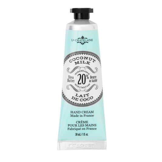 La Chatelaine 20% Shea Butter Hand Cream Travel Size, Organic Argan Oil, Moisturizing, Nourishing, Repairing, Extra-Rich Hand Lotion, Made in France, Paraben Free, 1 oz / 30ml (Coconut Milk)