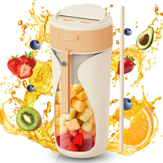 Portable Blender Cup 450ml Multi-Function Blender with Ice-Crushing,Strong Cutting Power with 6 Blades, BPA Free, USB-C Rechargeable,Fruit Veggie Juicer Cup for Home, Sport, Office