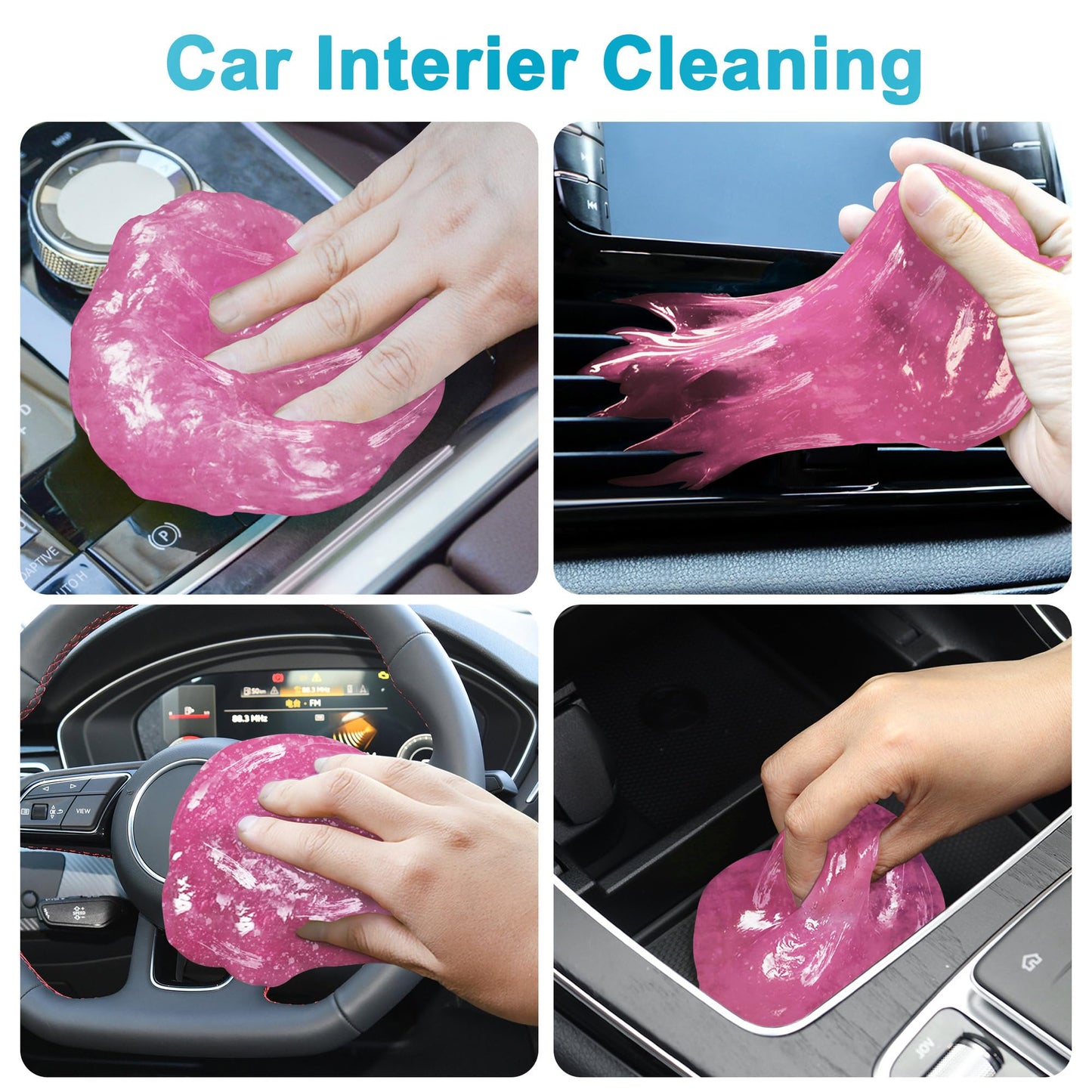FiveJoy Car Cleaning Gel Universal Cleaning Putty for Car Interior, Reusable Auto Cleaning Slime Car Cleaning Supplies for Car Vent, Keyboard Cleaner Pink