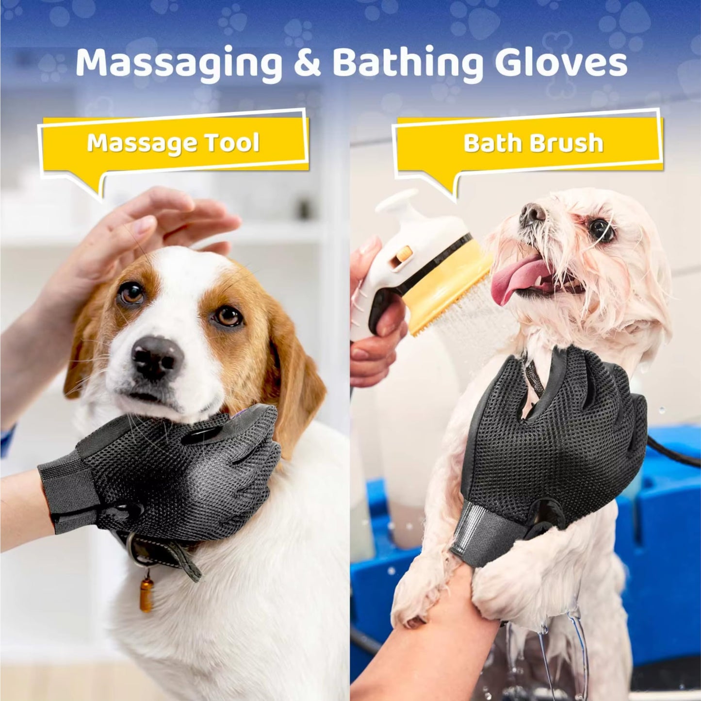 Clean Pet Hair Remover Glove Grooming & Massage Mitt with Enhanced Five-Finger Design, Gentle Deshedding for Dogs & Cats with Long or Short Fur, 1 Pack (Right-Hand), Blue