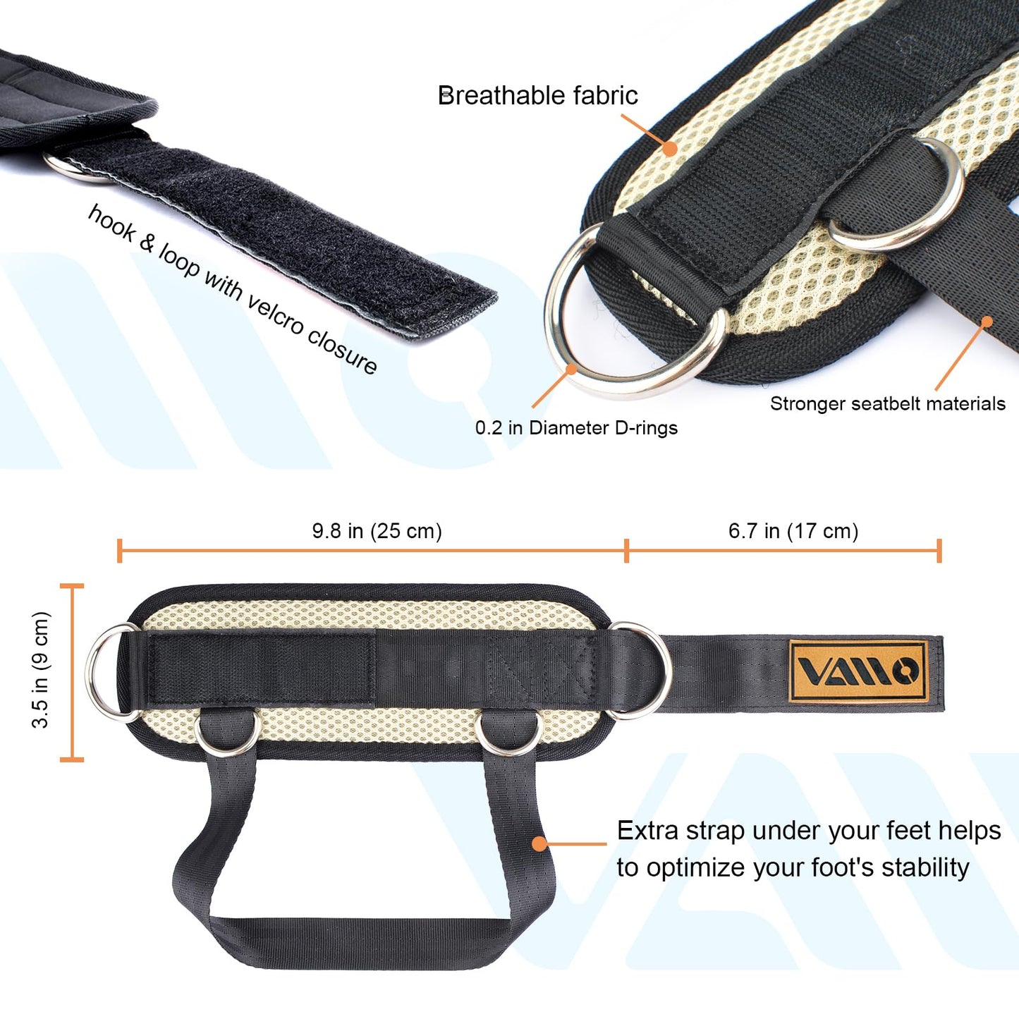 Light yellow Ankle Straps for Cable Machines,Adjustable Comfort fit Neoprene, Reinforce Double D-Ring - Premium Ankle Cuffs to Improve Abdominal Muscles, Lift The Butts, Tone The Legs for Men & Women