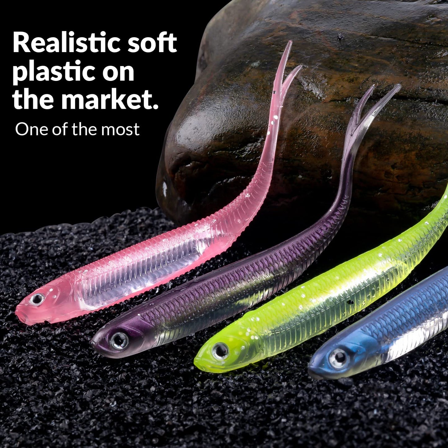 QualyQualy Soft Swimbait Fishing Lures Realistic Shad Bait Jerk Shad Minnow Drop Shot Lure Bass Bait Shad Plastic Lure for Trout Pike Walleye Crappie 5PCS