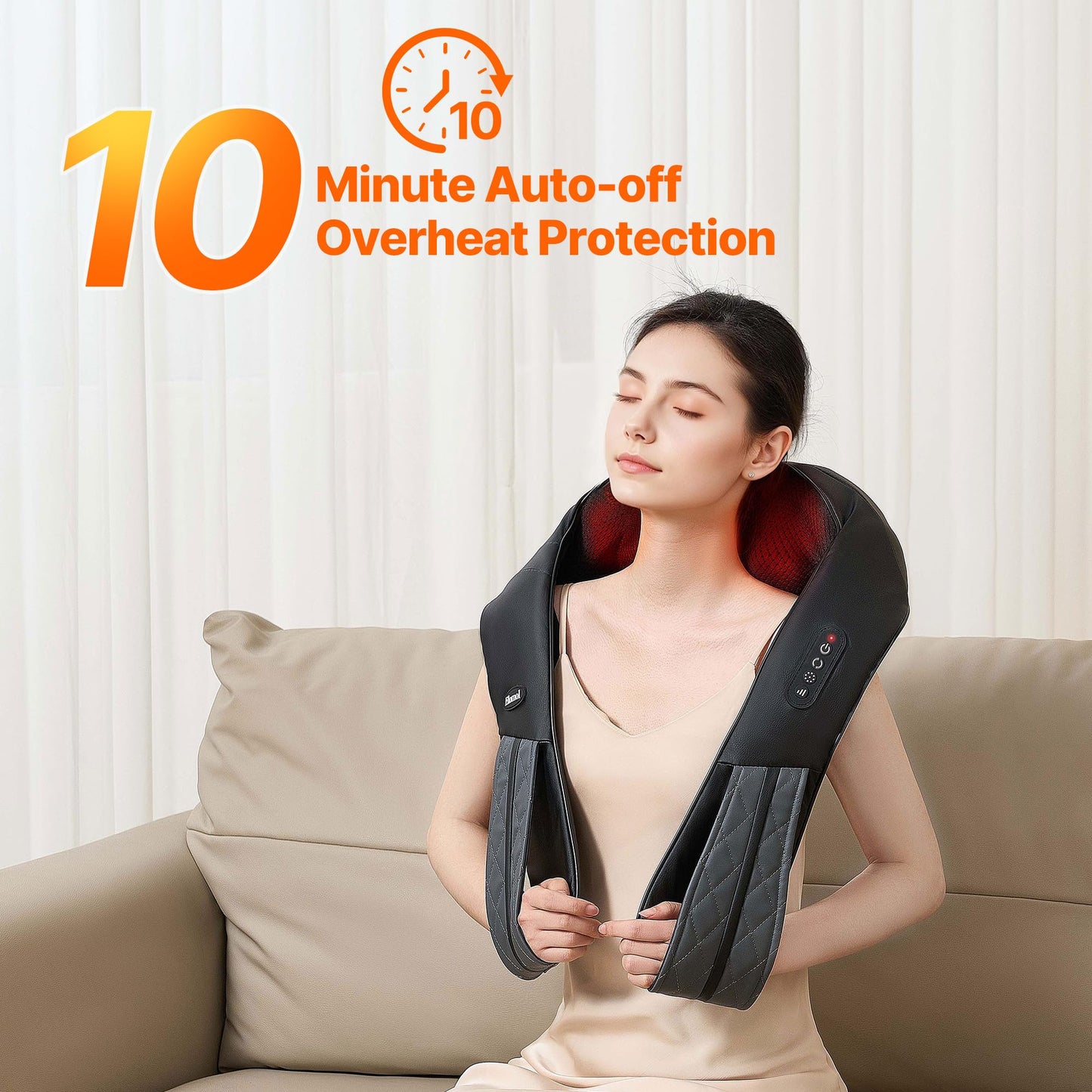 Elomol Cordless Neck Back Massager with Heat - Rechargeable Shiatsu Kneading Shoulder Shawl for Pain Relief Deep Tissue, Long-Lasting Portable Design for Mom Dad Men Women Her Him