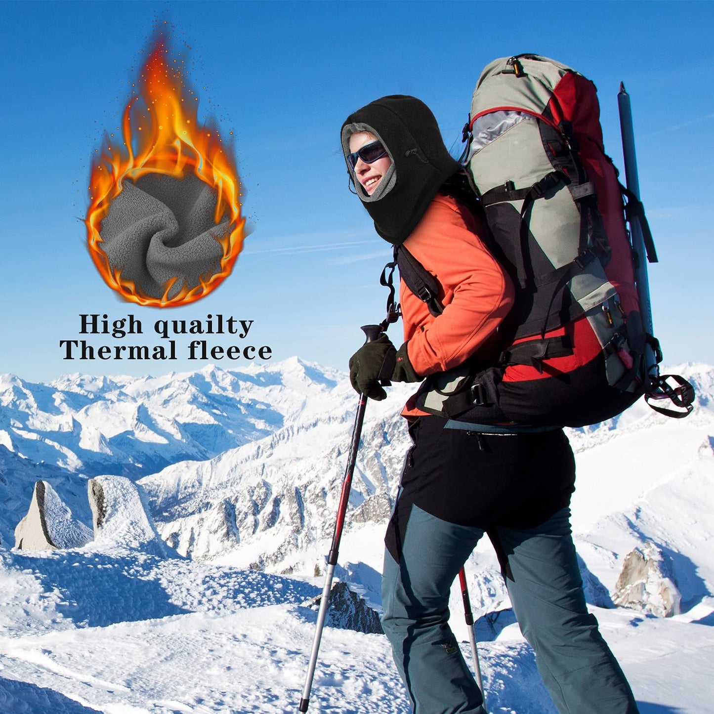3 Pcs Ski Mask Windproof Ski Hoodie Adjustable Winter Face Covering Neck Gaiter Warmer for Man Woman Cold Weather Gear (Simple Colors)