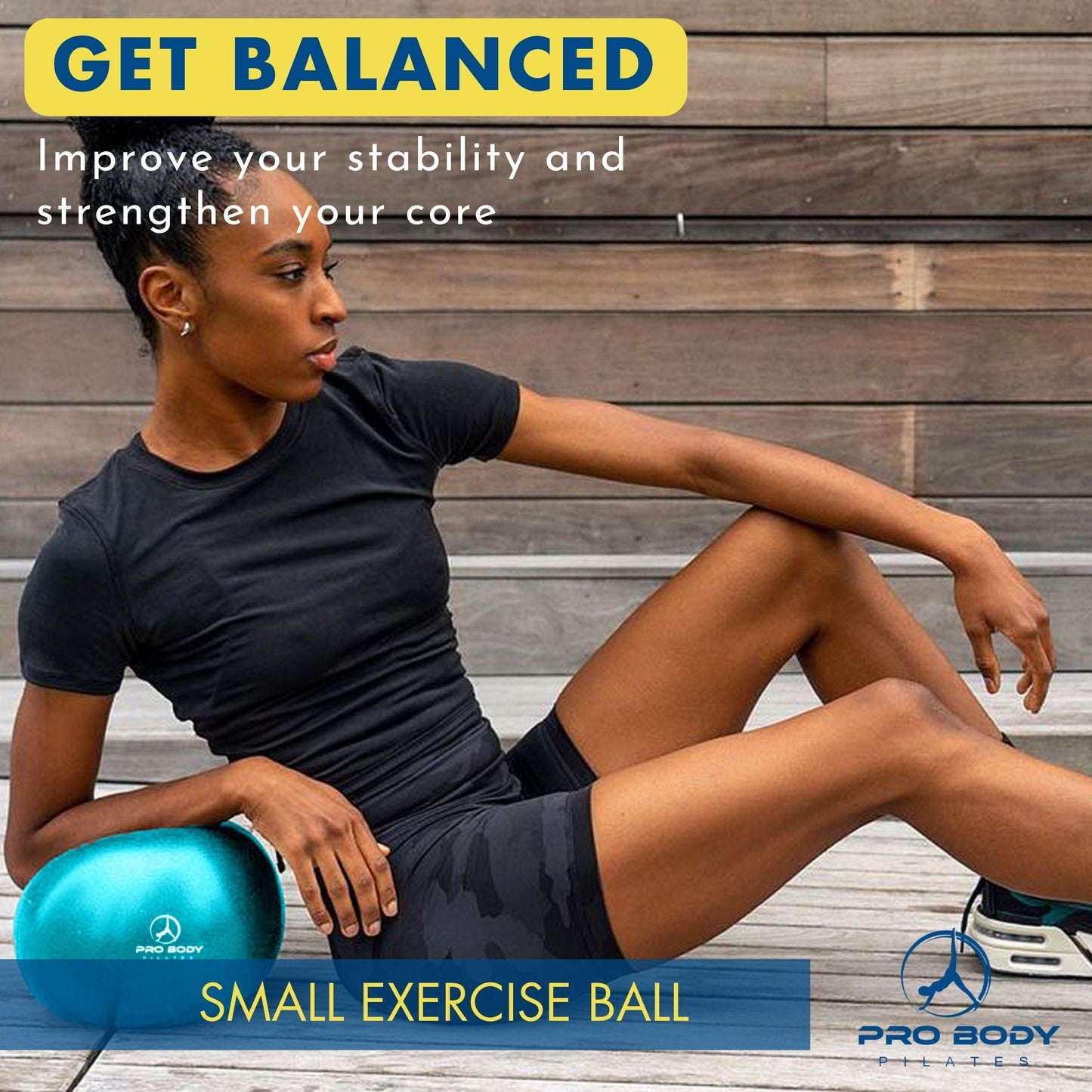 ProBody Pilates Ball Barre Ball, 9 Inch Small Exercise Ball for Between Knees, Mini Soft Yoga Ball for Stability, Barre, Fitness, Ab, Core, Physio and Physical Therapy Ball (Sky)