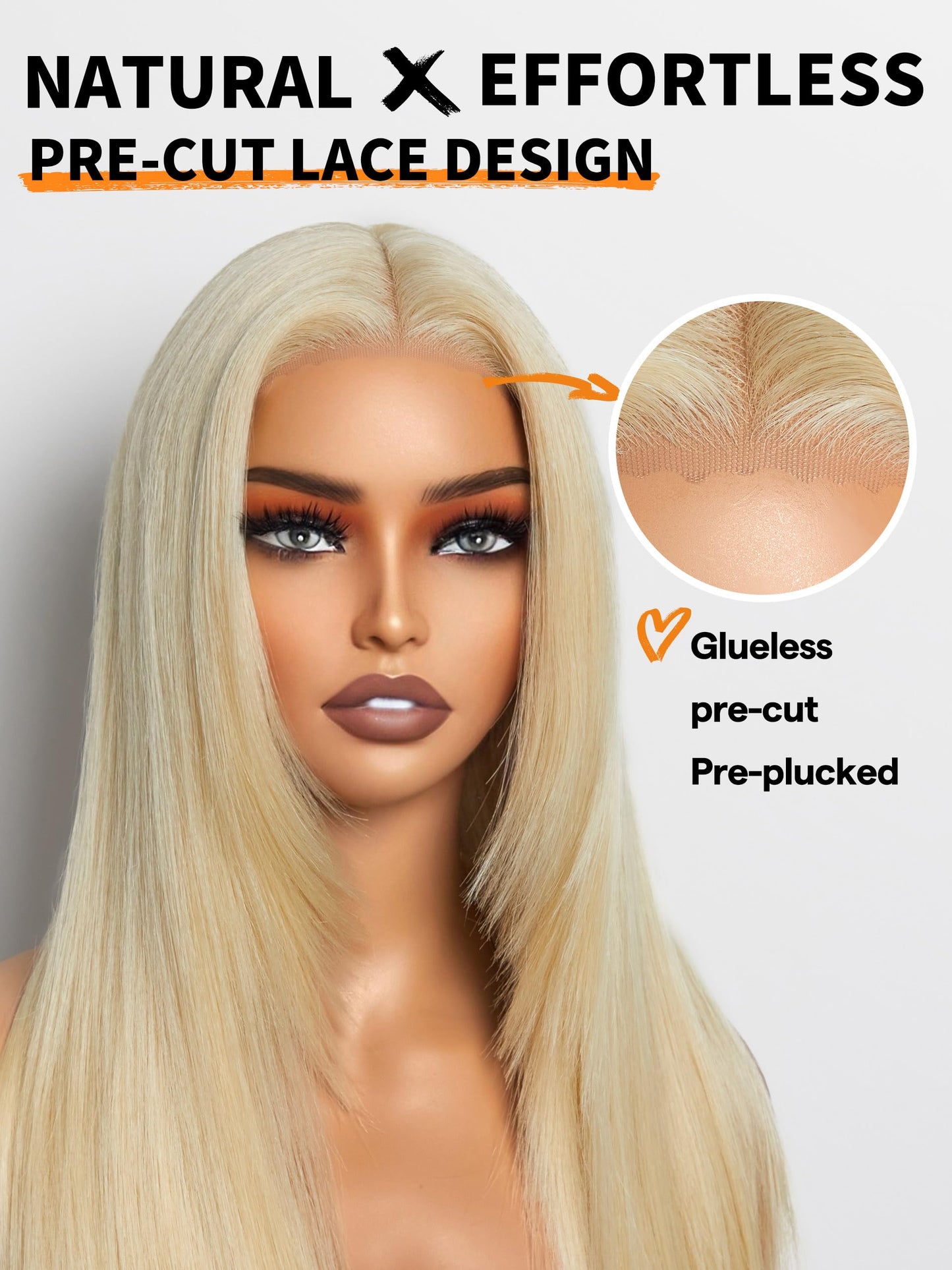 GORGIUS 613 Blonde Straight Wig 20 Inch Glueless Wigs 180% Density Pre Plucked with Natural Hairline Put On Go Wigs Crafted with Style-Archive Tech: Premium Fiber & Remy Human Hair Blend