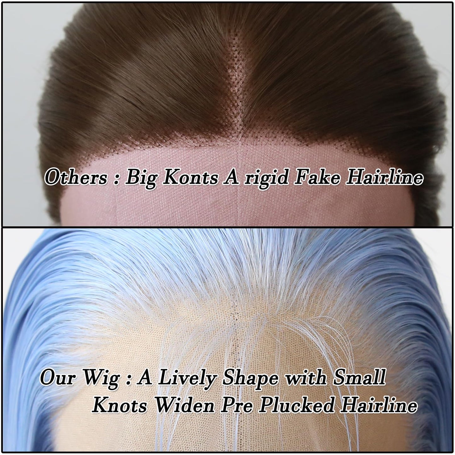 BTWTRY Light Blue Wig Long Straight Sky Blue Lace Front Synthetic Wigs Pre Plucked Natural Hairline for Black Women Heat Resistant Fiber Hair Cosplay Daily Wear Wig (Light Blue)