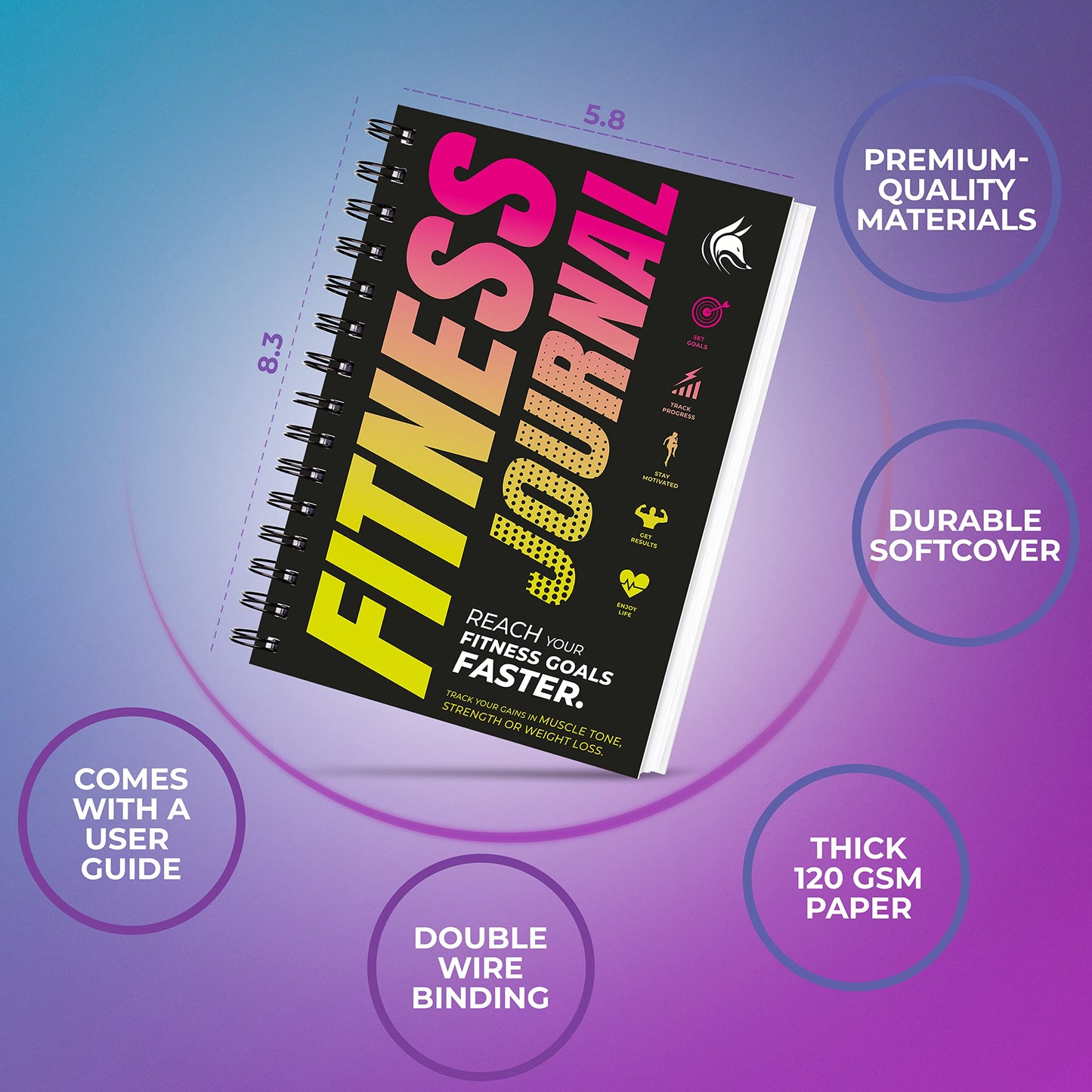 Clever Fox Fitness Journal Workout Log Book - Daily Fitness Planner Workout Journal for Women and Men. Spiral-Bound, Laminated Cover, Thick Pages, A5 (Yellow & Pink)