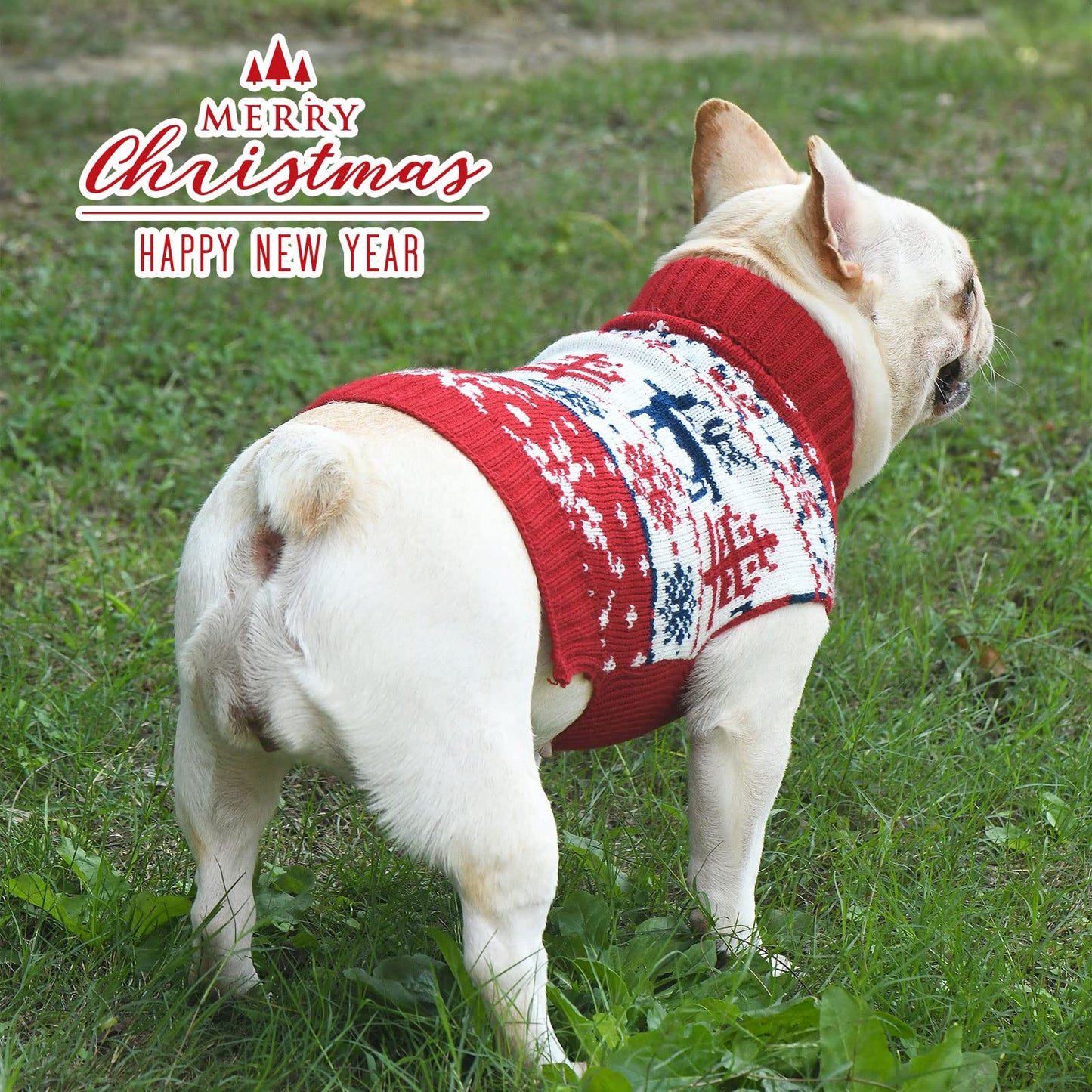 UETZLTB Dog Christmas Sweater Soft Warm Fall Winter Turtleneck Knitted Puppy Clothes Cute Reindeer Xmas Doggy Sweatshirts Vest Pet Clothing for Small Medium Large Dogs Cats Boy Girl(Red Reindeer,XXL)