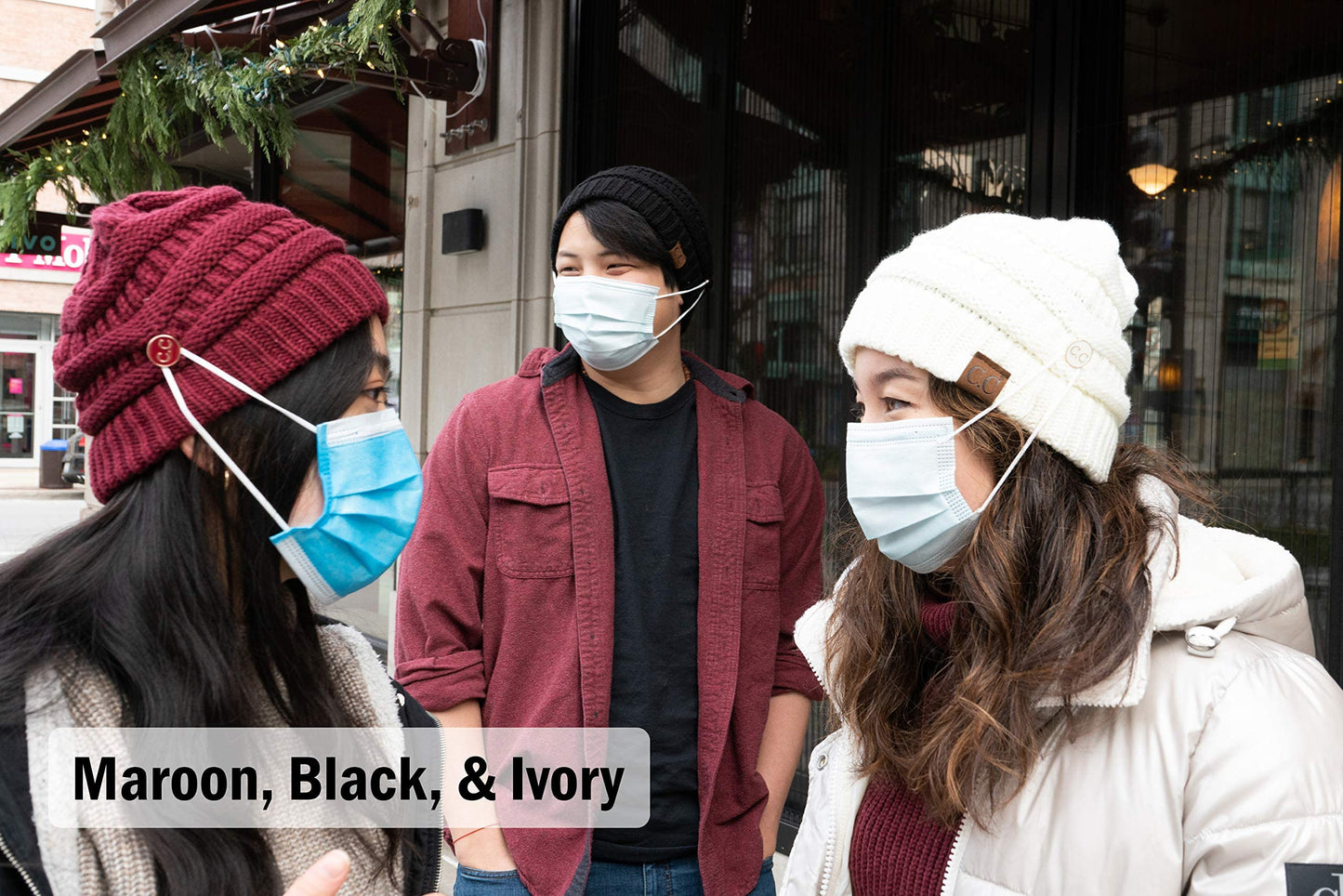 Funky Junque Women's Beanie Hat with Side Buttons, Ribbed Knit Slouchy Winter Cap, Neon Orange