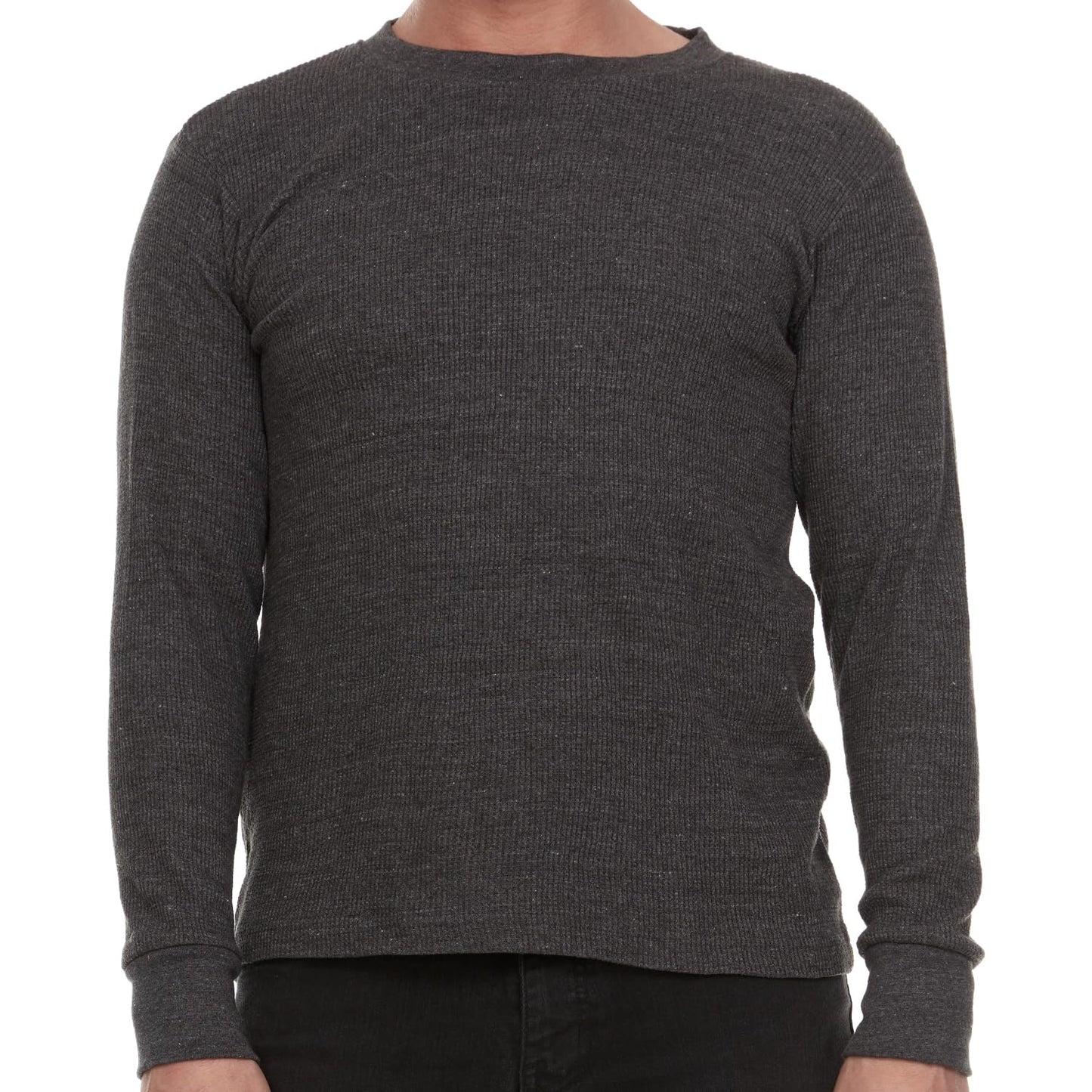 JMR Men's Thermal Shirt Heavy Weight Long Sleeve Waffle Crew Neck Top Underwear, Colors, Sizes (Charcoal, Large)