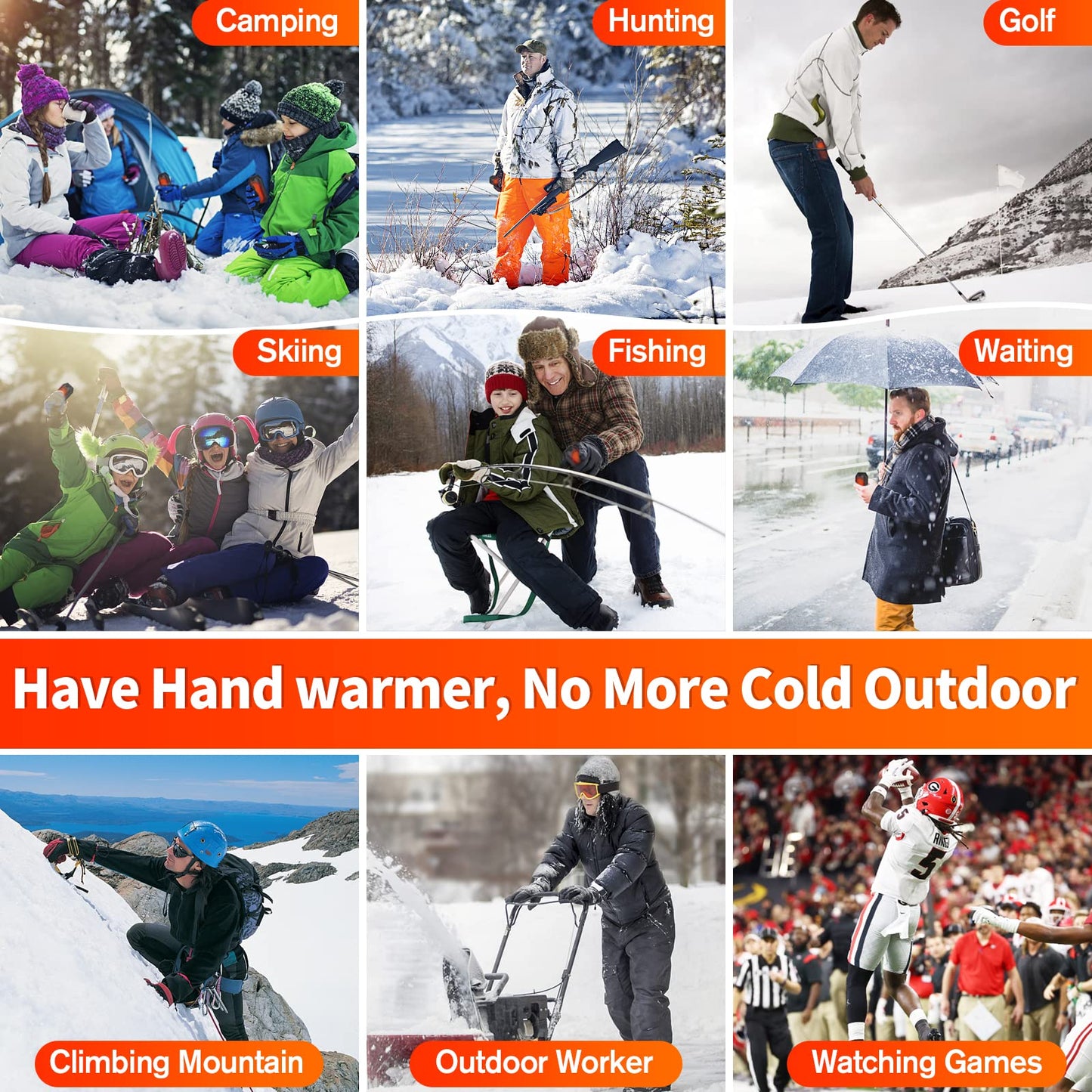 2-Pack Hand Warmers Rechargeable,Portable Electric Hand Warmers Reusable,USB 2 in 1 Handwarmers,Outdoor/Indoor/Working/Studying/Camping/Hunting/Golf/Pain Relief/Games/Warm Gifts for Men Women Kids