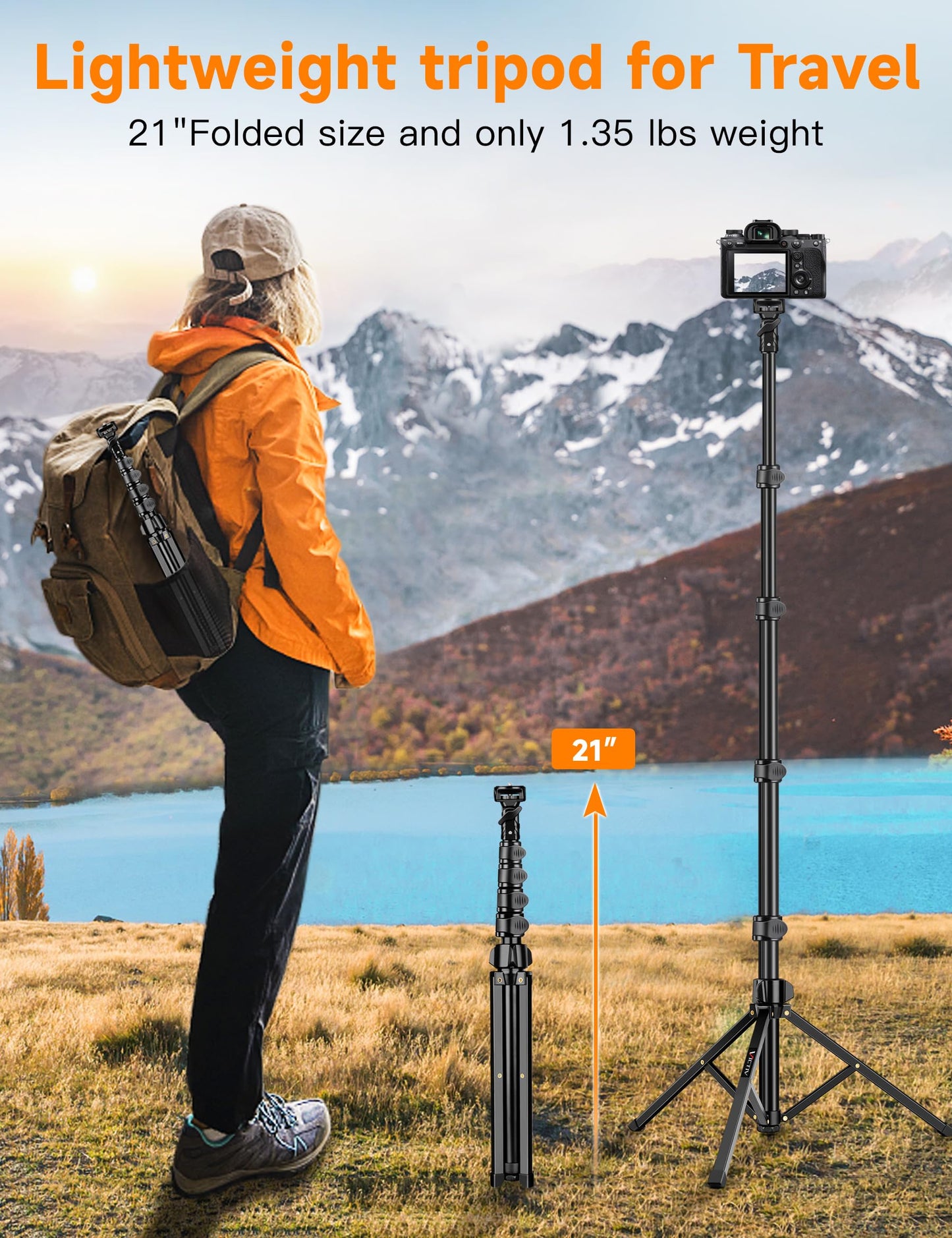 Phone Tripod, 86" Tall Tripod for iPhone with Flexible Gooseneck & Remote, Portable Aluminum Cellphone Stand for Selfies, Video Recording,Travel, Compatible with iPhone Android
