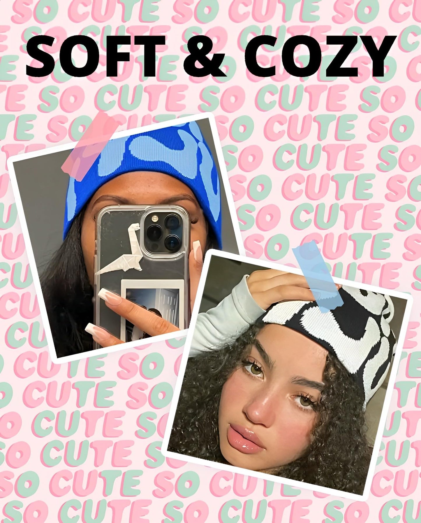 Y2k Beanie Monogrammed Graphic Winter Knit Hat Ideal Gift for Hip-hop Rapper (Black&Gray)