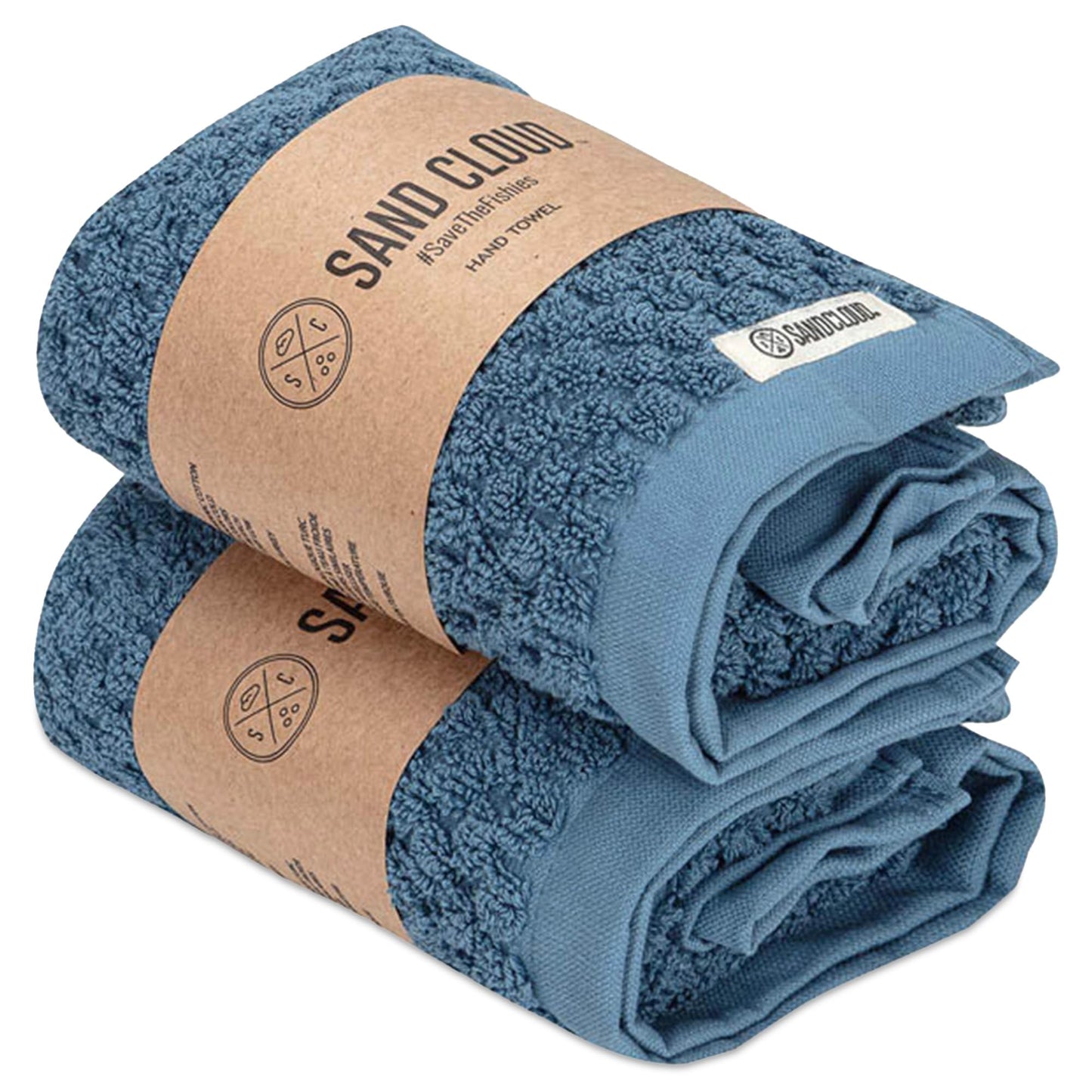 Sand Cloud Turkish Bath Towels for Bathroom, Set of 2 (Atom Blue, Large) - Luxury Soft Linen Turkish Organic Cotton is Luxurious & Absorbent - Premium Shower & Bathroom Towels Dry Faster