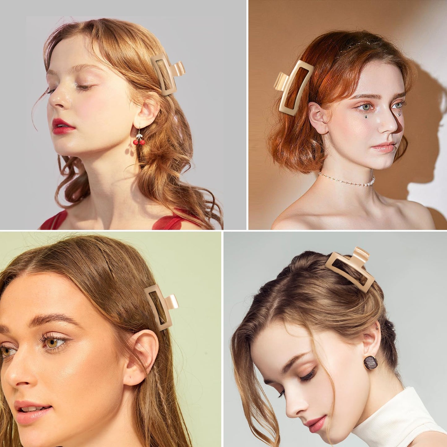 LUKACY 6 Pack Gold Hair Claw Clips, Perfect Big gold Jaw hair clamps for Women and Thinner, Thick hair styling,Strong Hold, Fashion Hair Accessories(Style 3)