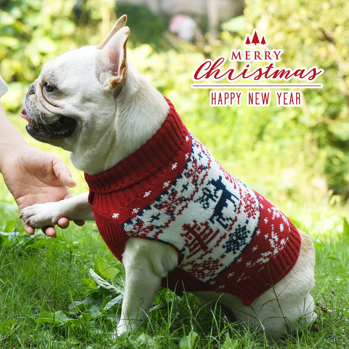 UETZLTB Dog Christmas Sweater Soft Warm Fall Winter Turtleneck Knitted Puppy Clothes Cute Reindeer Xmas Doggy Sweatshirts Vest Pet Clothing for Small Medium Large Dogs Cats Boy Girl(Red Reindeer,XXL)