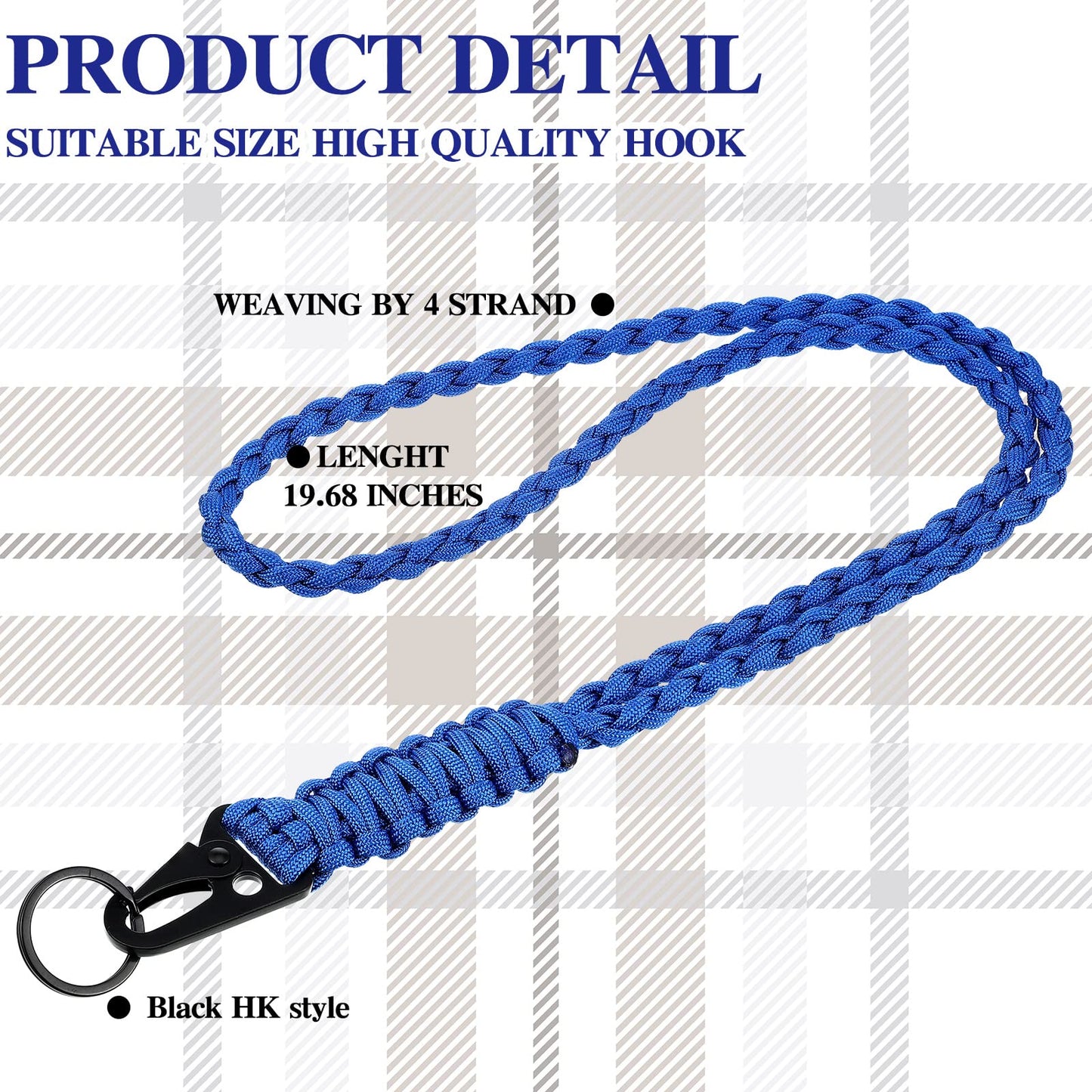 Frienda 2 Set Heavy Duty Paracord Lanyard Necklace Whistles Strap Braided 550 Keychain Lanyard for Outdoor Activities (Black, Blue)