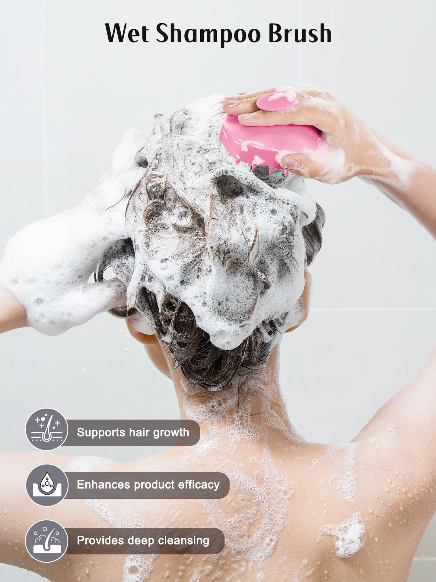 HEETA Hair Scalp Massager Shampoo Brush 2 Pack, Soft Silicone Bristles to Remove Dandruff, Waterproof Hair Scrubber for Both Wet Dry Hair, Suitable for Men & Women (Pink & Purple)