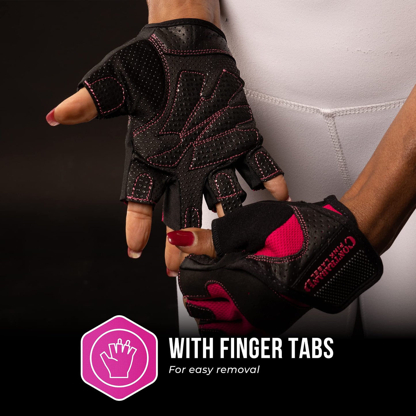 Contraband Pink Label 5137 Women's Padded Weight Lifting and Rowing Gloves w/Grip-Lock Padding (Pair) - Machine Washable Fingerless Workout Gloves Designed Specifically for Women (Pink, X-Small)