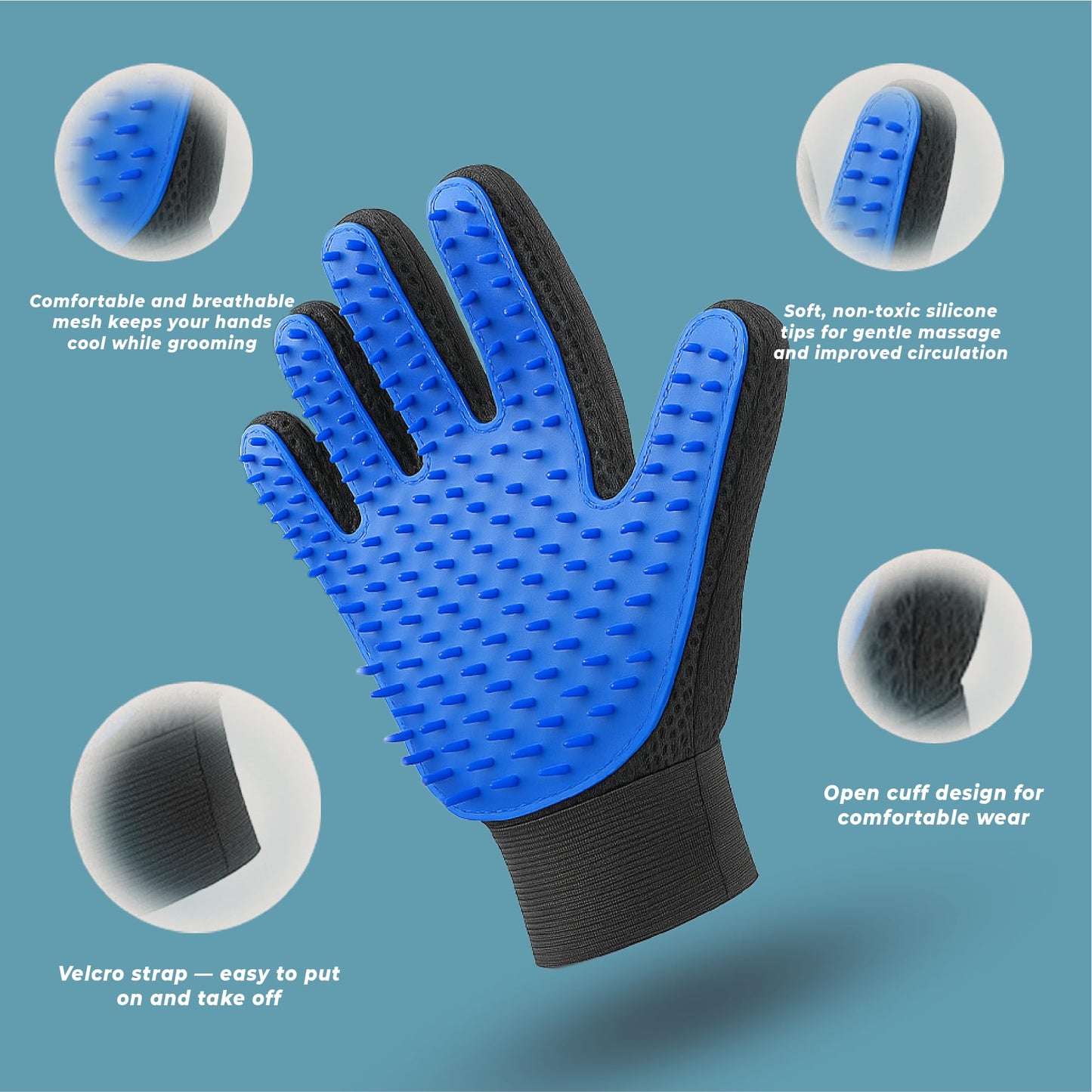 Tailio Cat & Dog Grooming Gloves for Shedding – Efficient Pet Grooming Gloves 2-in-1 Deshedding Brush & Massage Mitt | Perfect for Long and Short Hair (1 Pair)