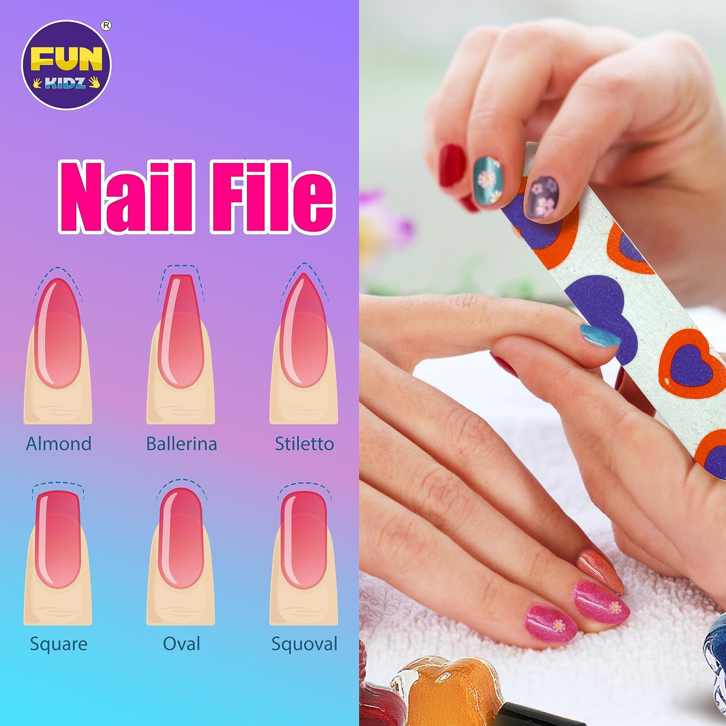 Kid Nail Art Kit for Girls, FunKidz Nail Studio Kits Size 17.91Wx12.4L with Peelable Nail Polish Nail Dryer Teens Makeup Mani Pedi Set Spa Party Gift