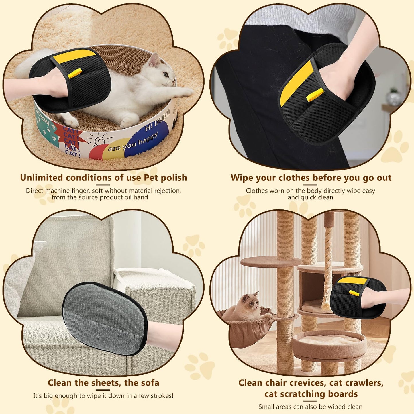 HesKdan Pet Hair Removal Glove for Cats & Dogs,Electrostatic Pet Hair Removal Gloves,Efficient Grooming Gloves for Pet Hair,Reusable Cat & Dog Hair Remover for Couch, Furniture, Carpet, Curtain(2PCS)