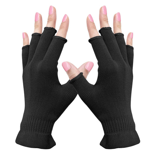 MIG4U Fingerless Moisturizing Gloves, Half Finger Touchscreen Beauty Glove for Eczema, SPA, Dry Hands, Skin Treatment, Summer Sun UV Protection (S/M, black-1pair)