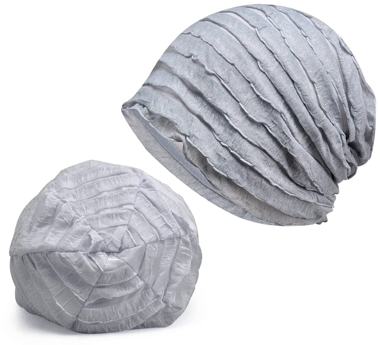 Kayier Women's Baggy Casual Chemo Beanie Cap (2 Pack - Pink & Grey)