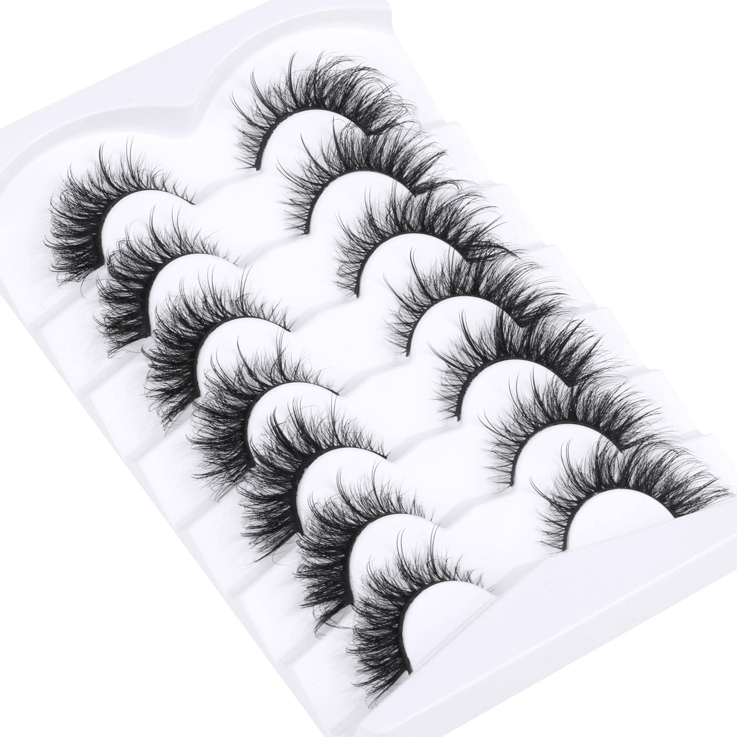 False Eyelashes Cat Eye Lashes Natural Fluffy Eyelashes Wispy Strip Lashes Mink Volume Fake Eyelashes 7 Pairs Natural Lashes Cat Eye ALICROWN