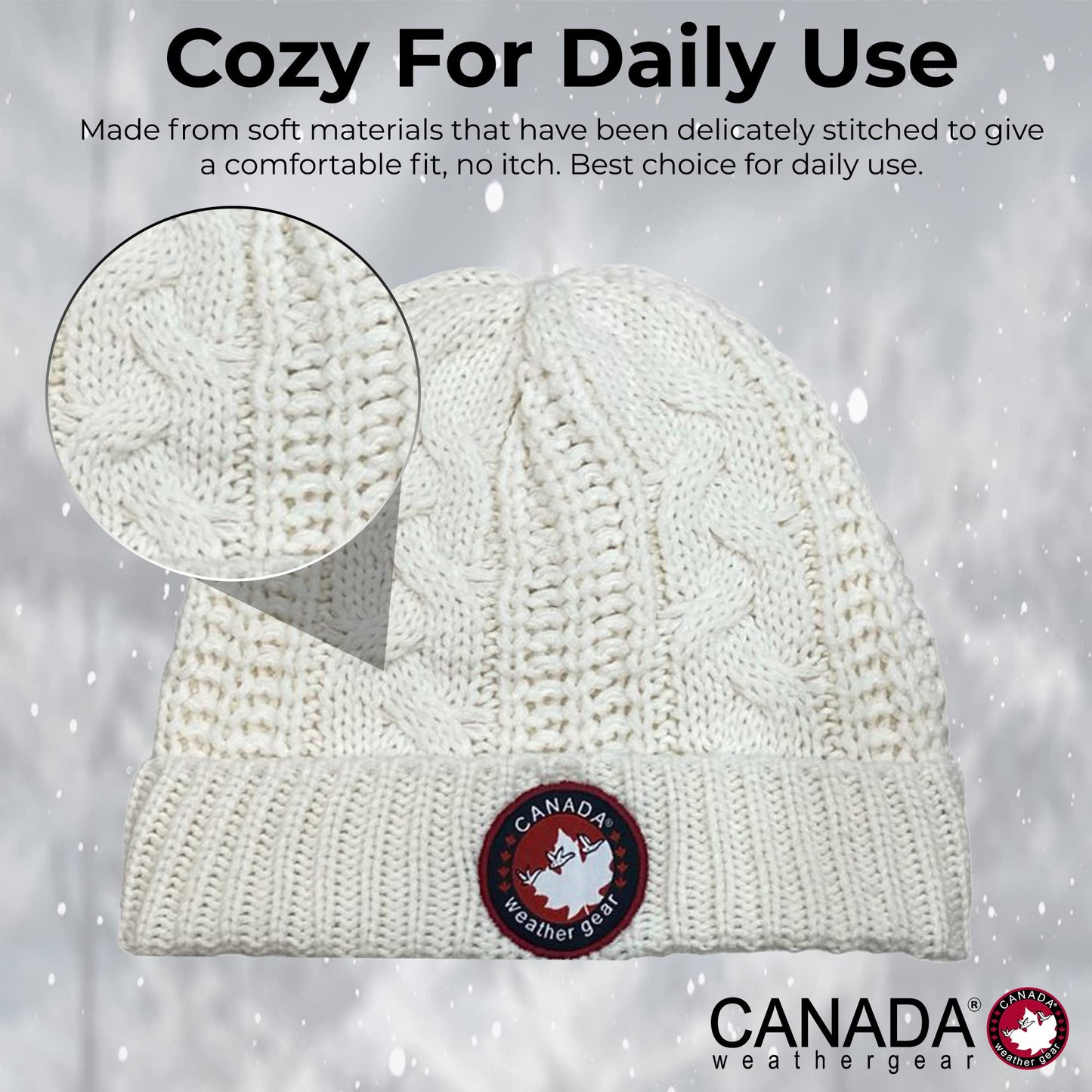 Knitted Beanie for Women - Cozy Single Soft, Warm & Thick Womens Beanie - Stretchable, Breathable & Non Fading Winter Hats for Women & Girls (Ivory)