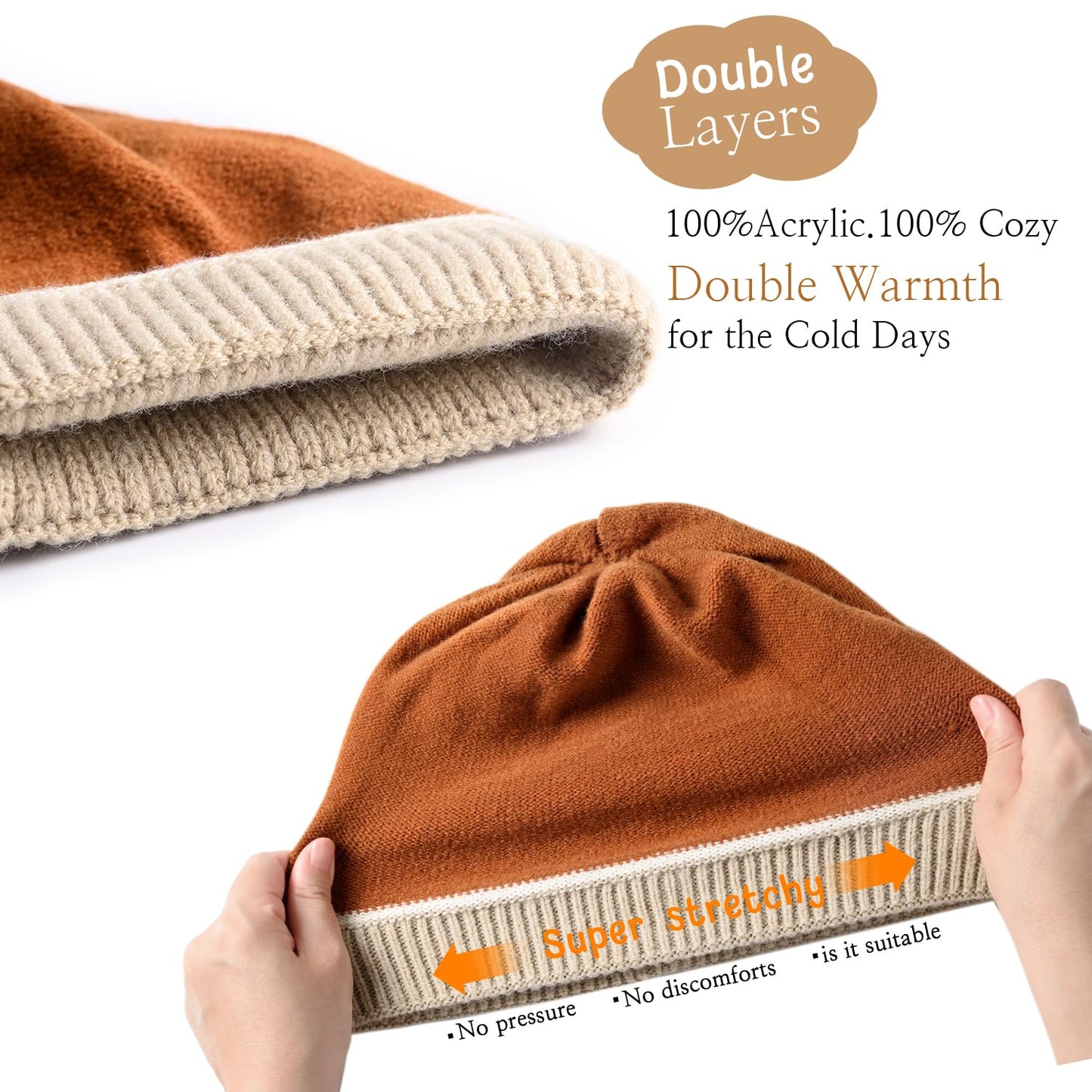 DANMY Womens Winter Hat Warm Chunky Cable Knit Beanies Hat,Winter Beanie Hats for Women Skull Cap