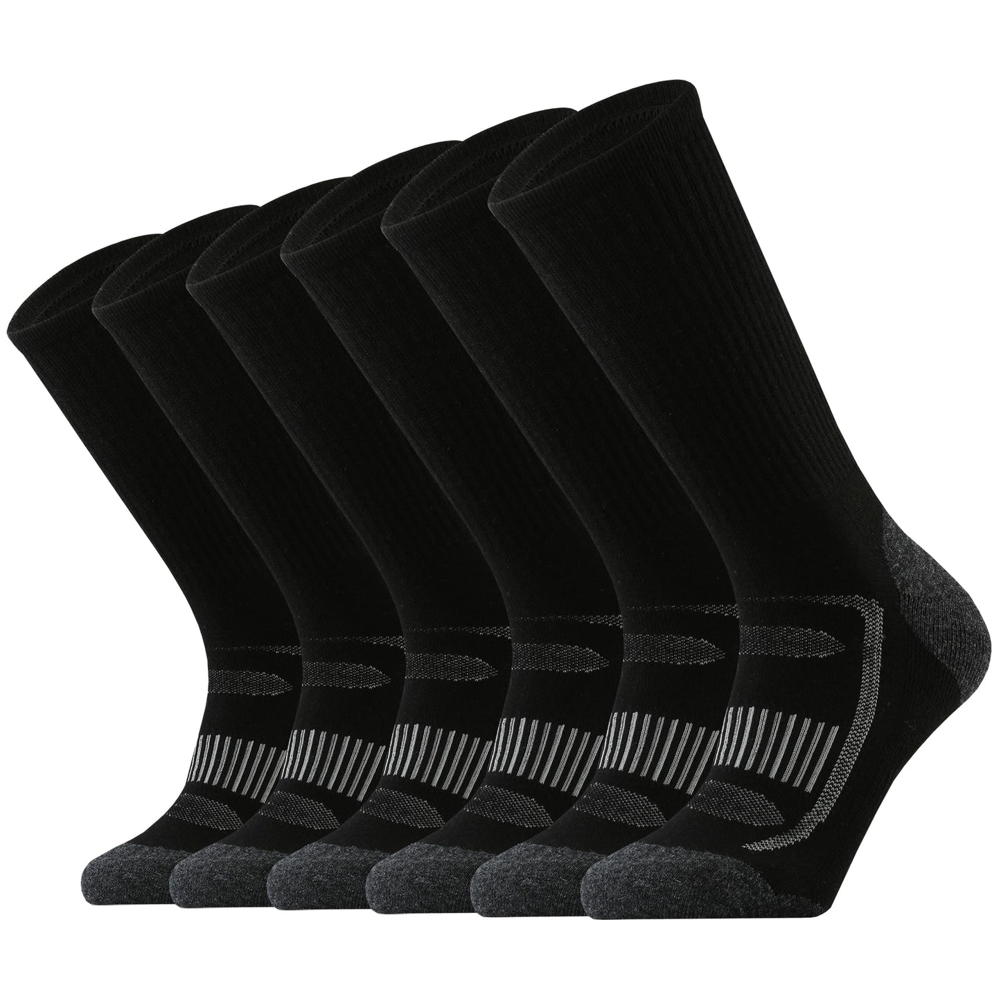 SOX TOWN Men's Merino Wool Cushion Crew Socks for Outdoor Hiking Hike Trail Performance Moisture Wicking Lightweight Summer(Black L)